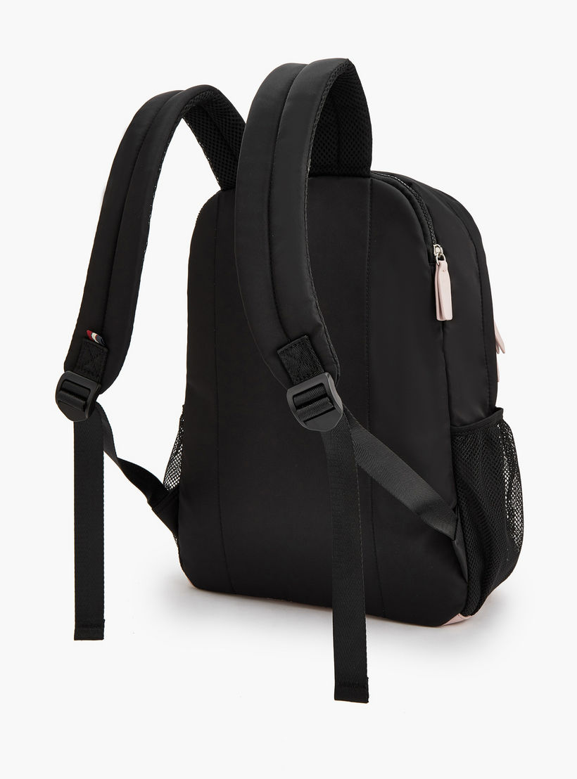 Lee Cooper Logo Print Backpack with Mesh Pocket-women-bagsandwallets-backpacks-image-5