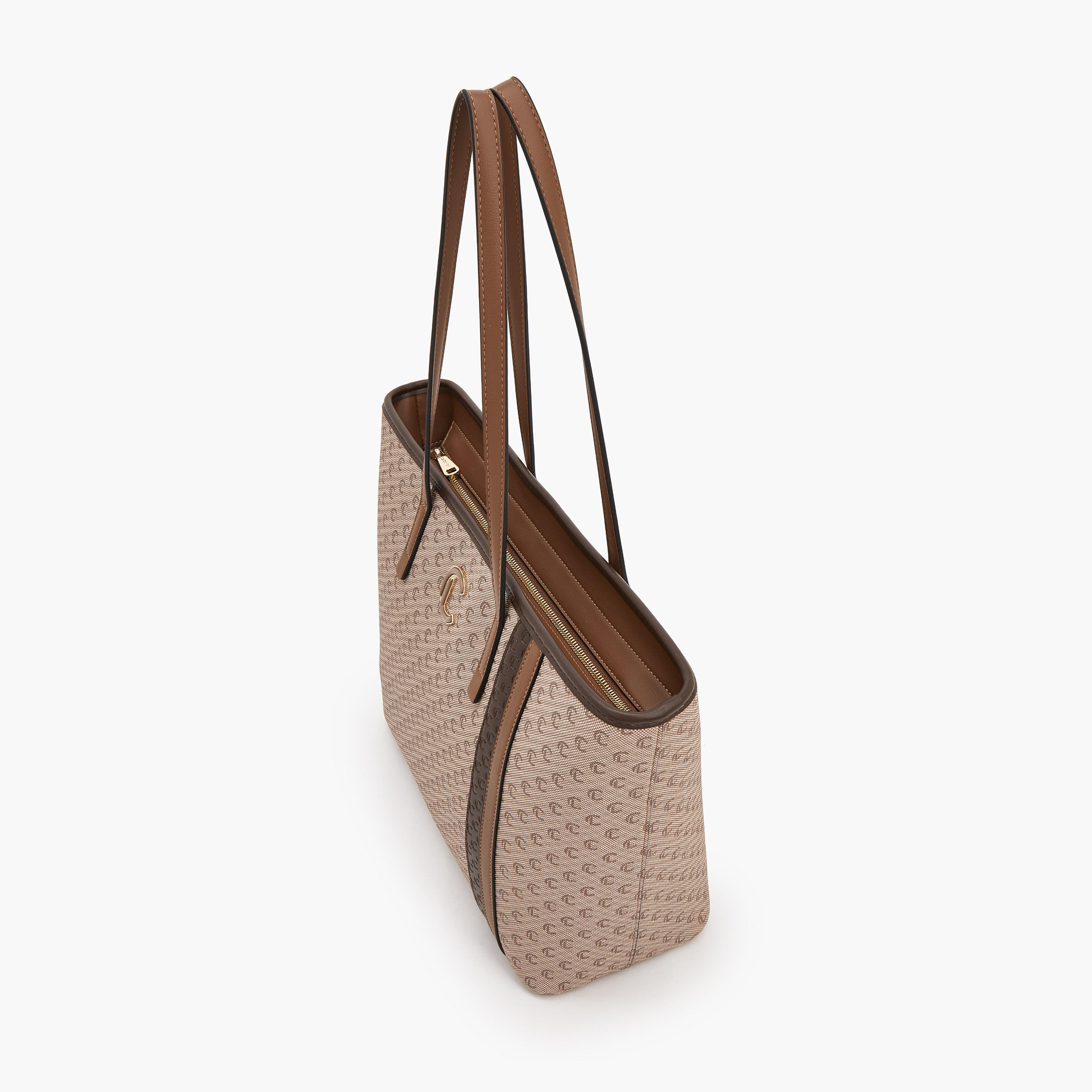 Le Confort Monogram Print Tote Bag with Zip Closure-women-bagsandwallets-handbags-image-5
