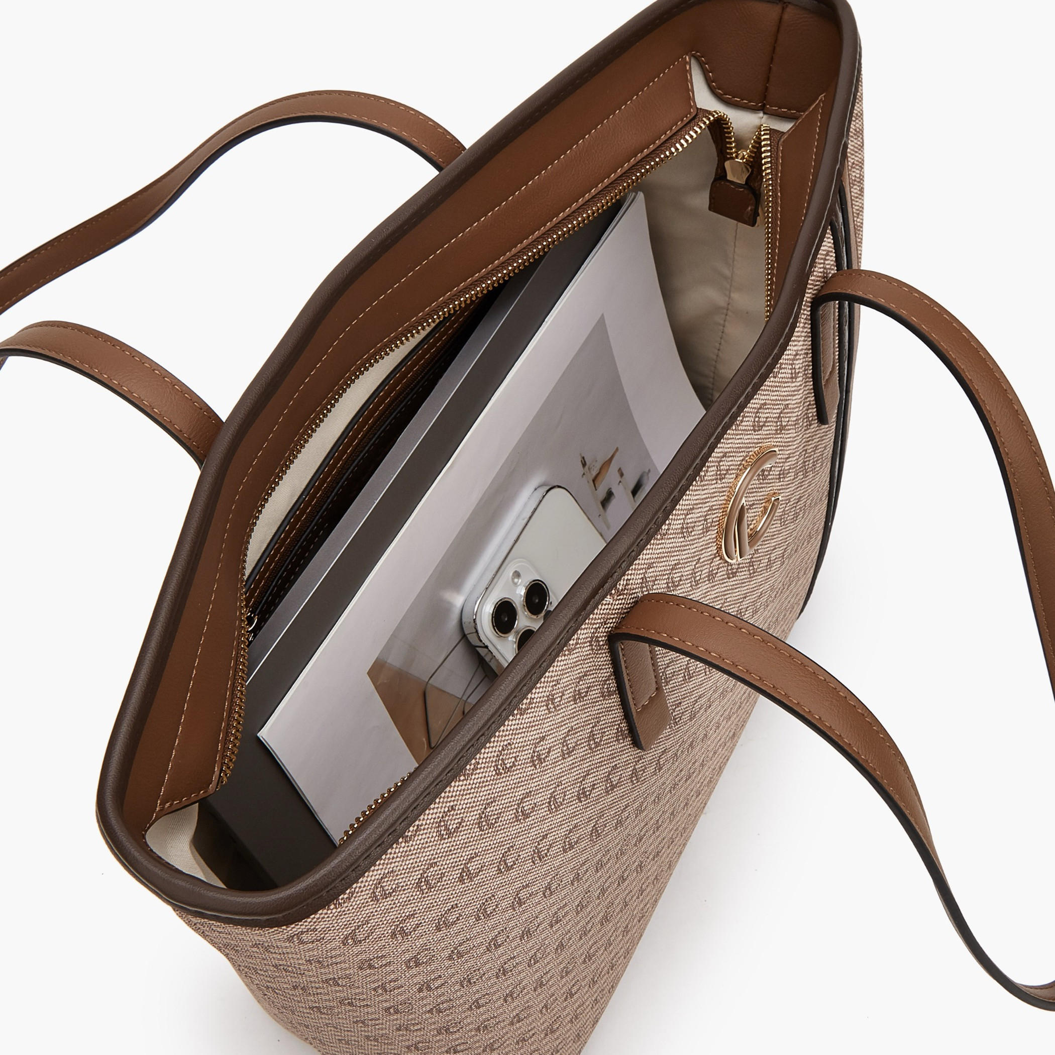 Le Confort Monogram Print Tote Bag with Zip Closure-women-bagsandwallets-handbags-image-7