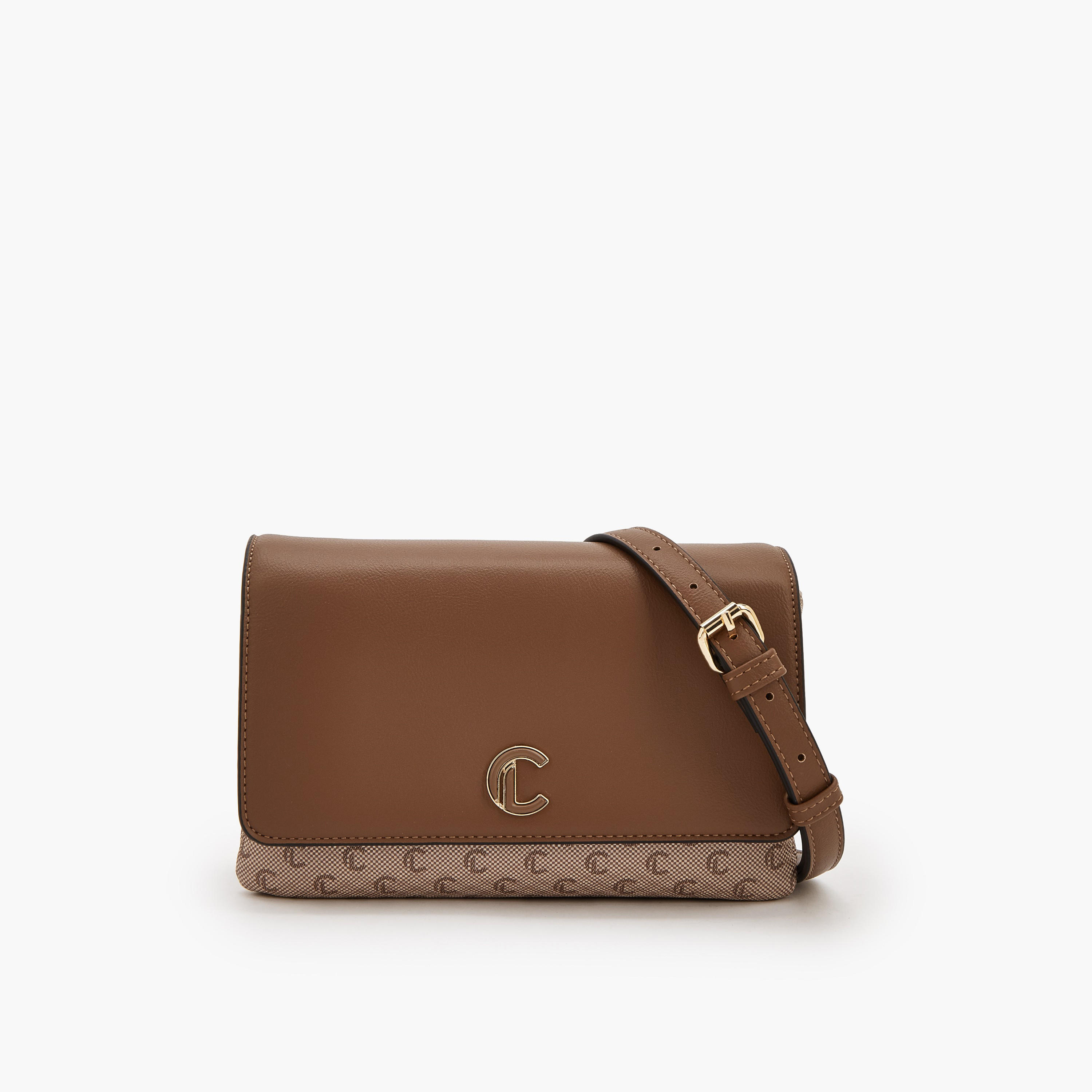 شنطة كروس بودي بطبعات مونوجرام بزر إغلاق من لو كونفورت-women-bagsandwallets-handbags-image-1