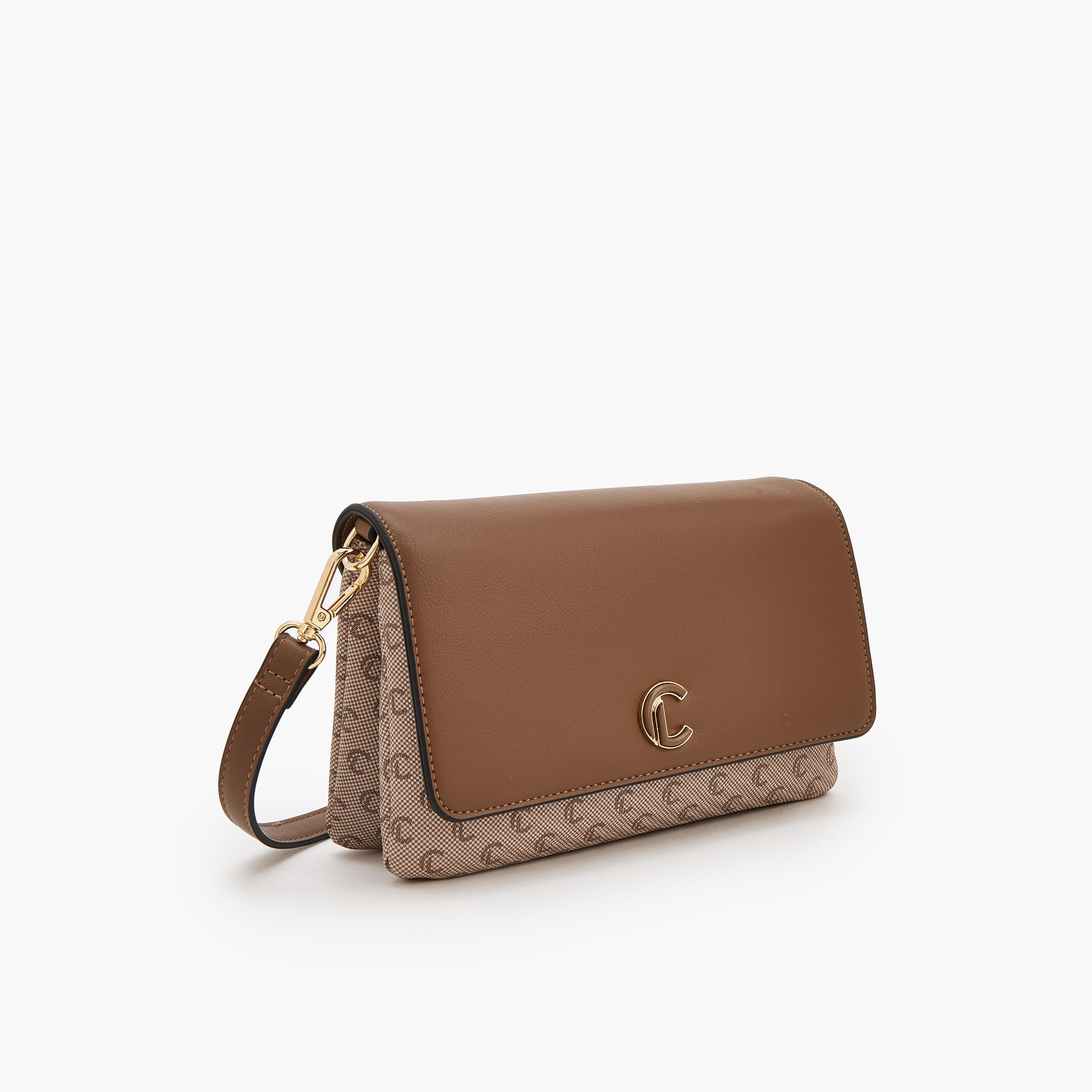 شنطة كروس بودي بطبعات مونوجرام بزر إغلاق من لو كونفورت-women-bagsandwallets-handbags-image-3