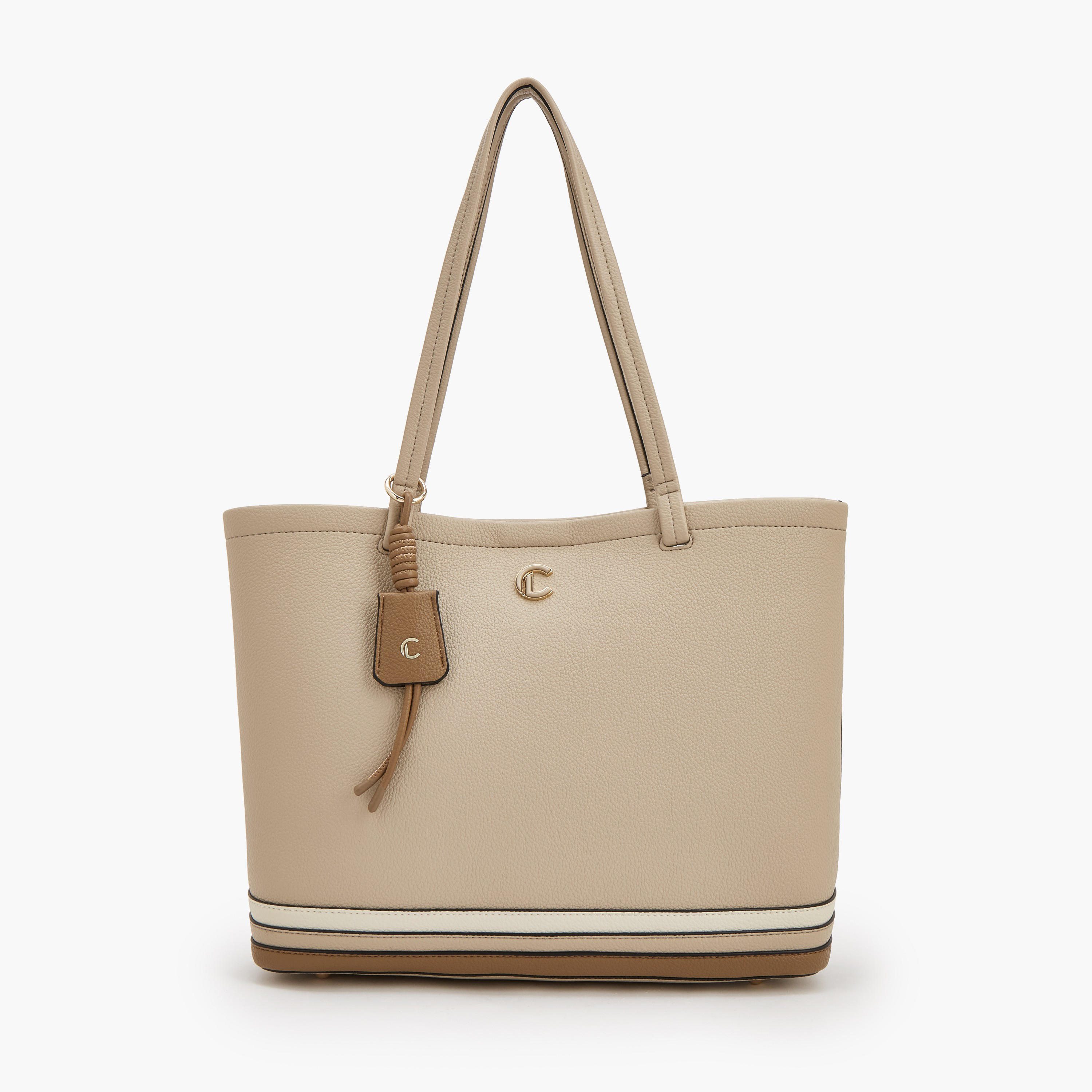 شنطة توتي مخططة بزر إغلاق من لو كونفورت-women-bagsandwallets-handbags-image-1