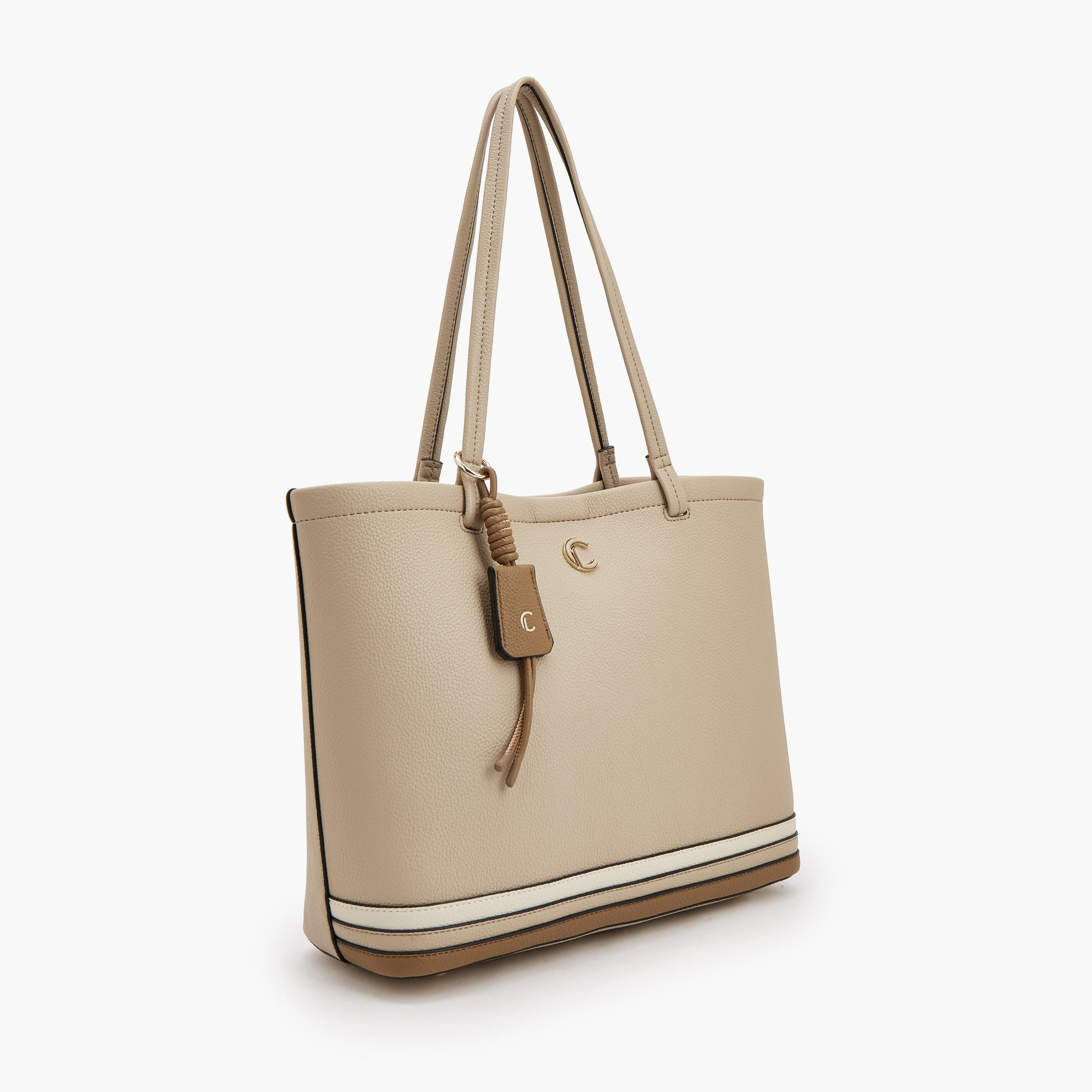 شنطة توتي مخططة بزر إغلاق من لو كونفورت-women-bagsandwallets-handbags-image-3