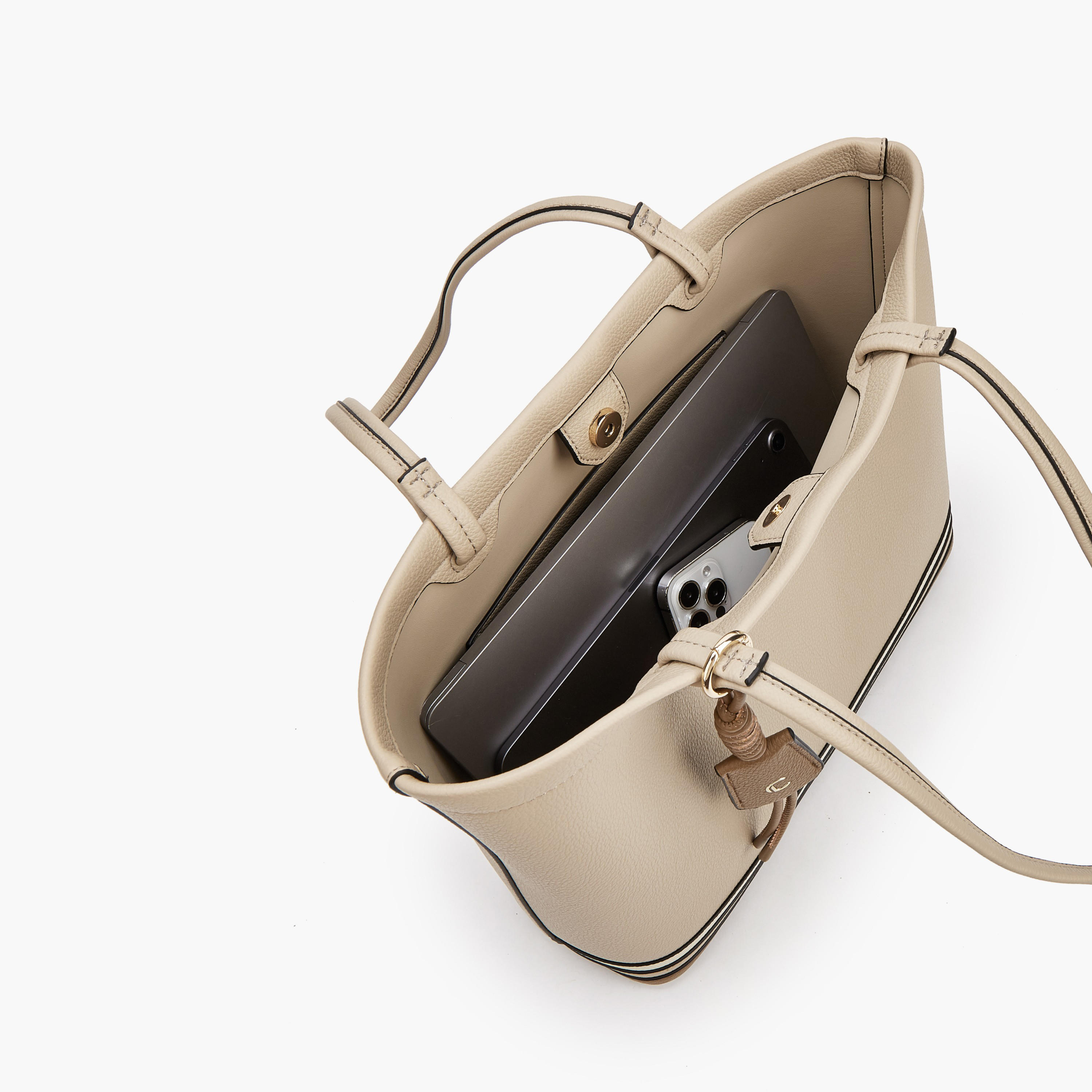 شنطة توتي مخططة بزر إغلاق من لو كونفورت-women-bagsandwallets-handbags-image-7