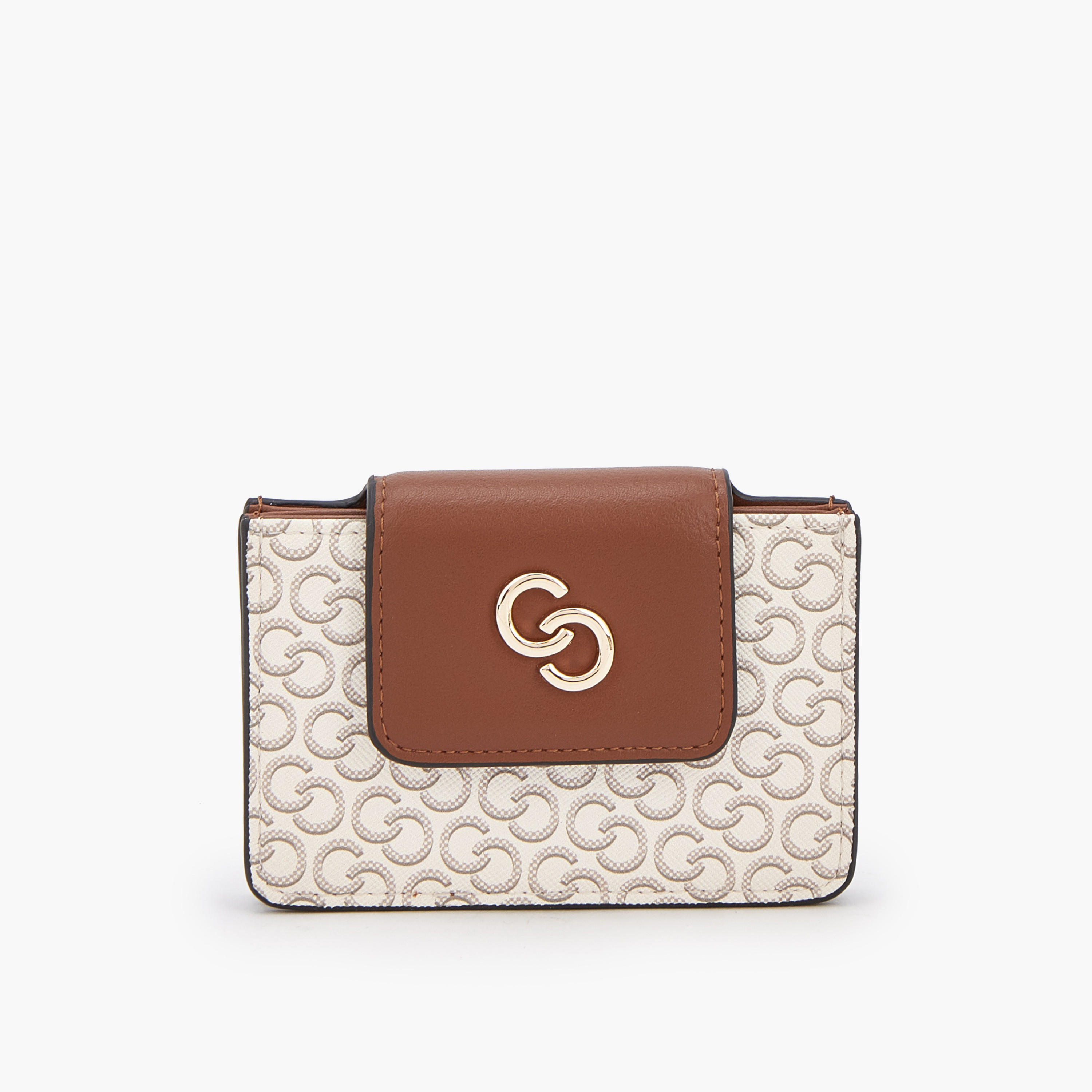 Celeste Monogram Print Card Holder with Snap Button Closure-women-bagsandwallets-wallets-image-1