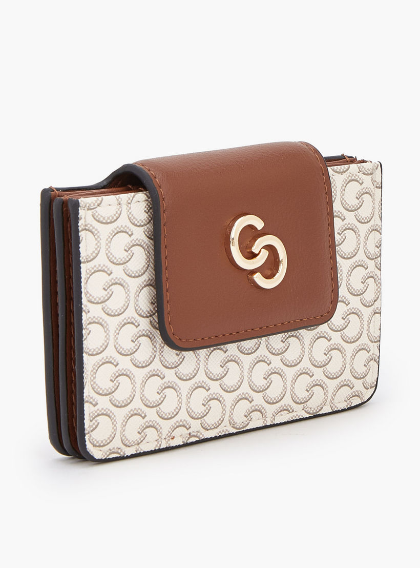 Celeste Monogram Print Card Holder with Snap Button Closure-women-bagsandwallets-wallets-image-2