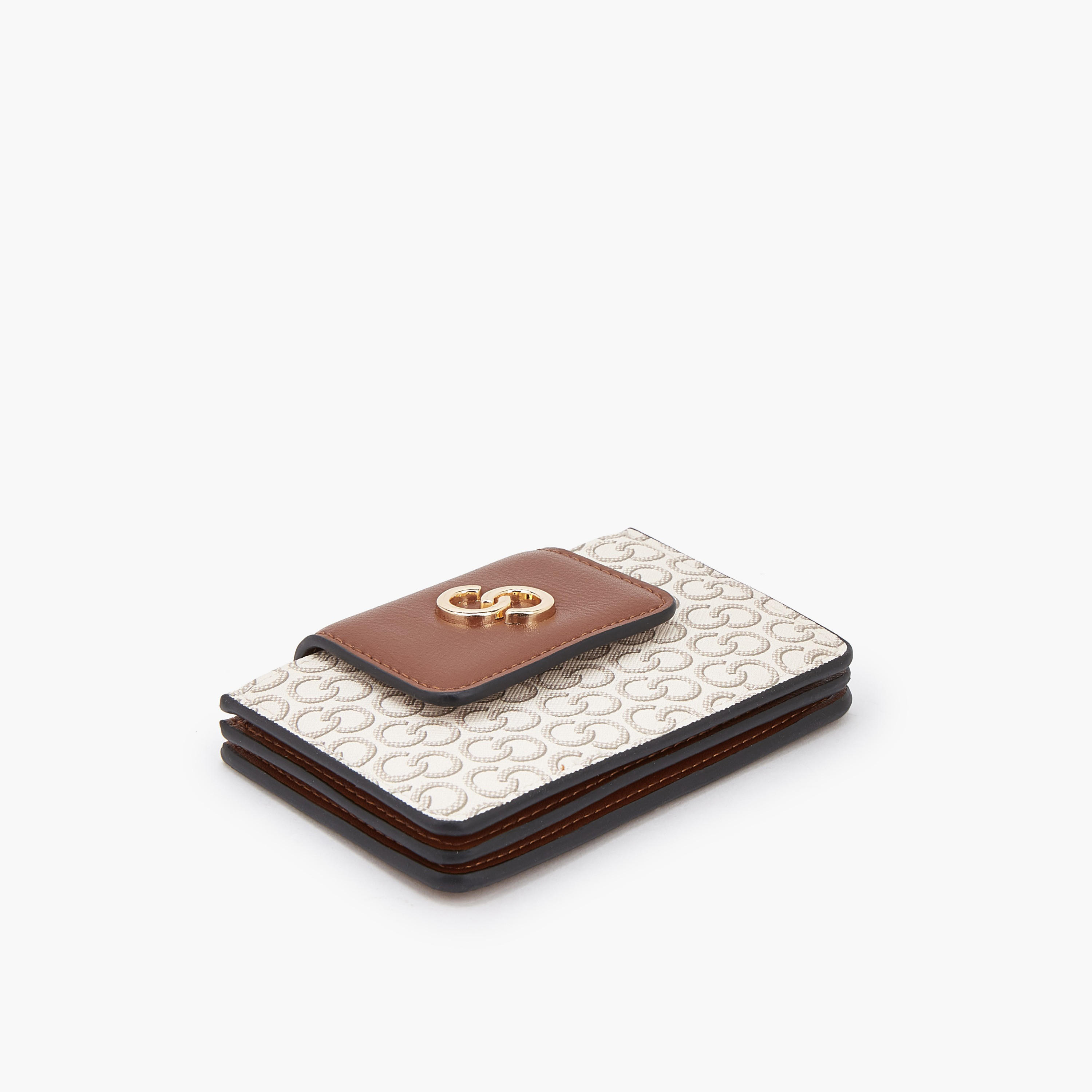 Celeste Monogram Print Card Holder with Snap Button Closure-women-bagsandwallets-wallets-image-4