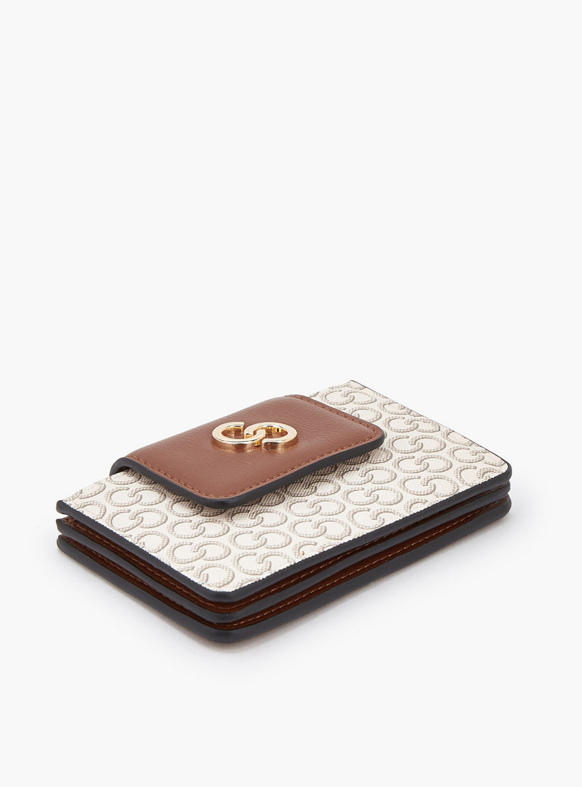 Celeste Monogram Print Card Holder with Snap Button Closure-women-bagsandwallets-wallets-image-4