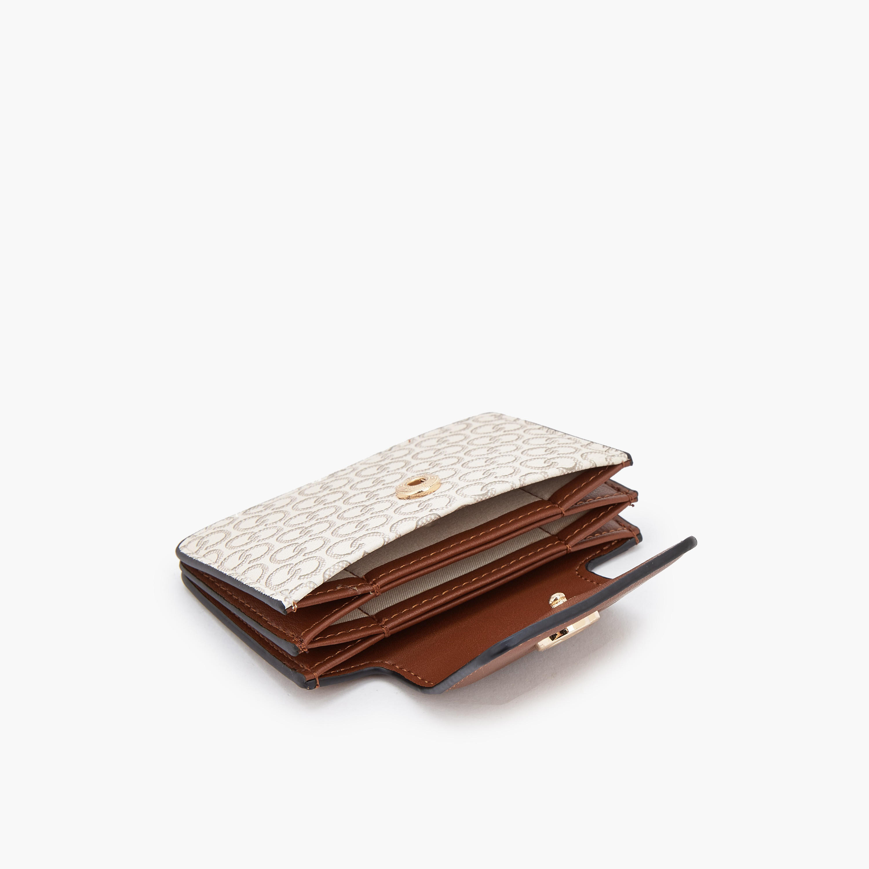 Celeste Monogram Print Card Holder with Snap Button Closure-women-bagsandwallets-wallets-image-6