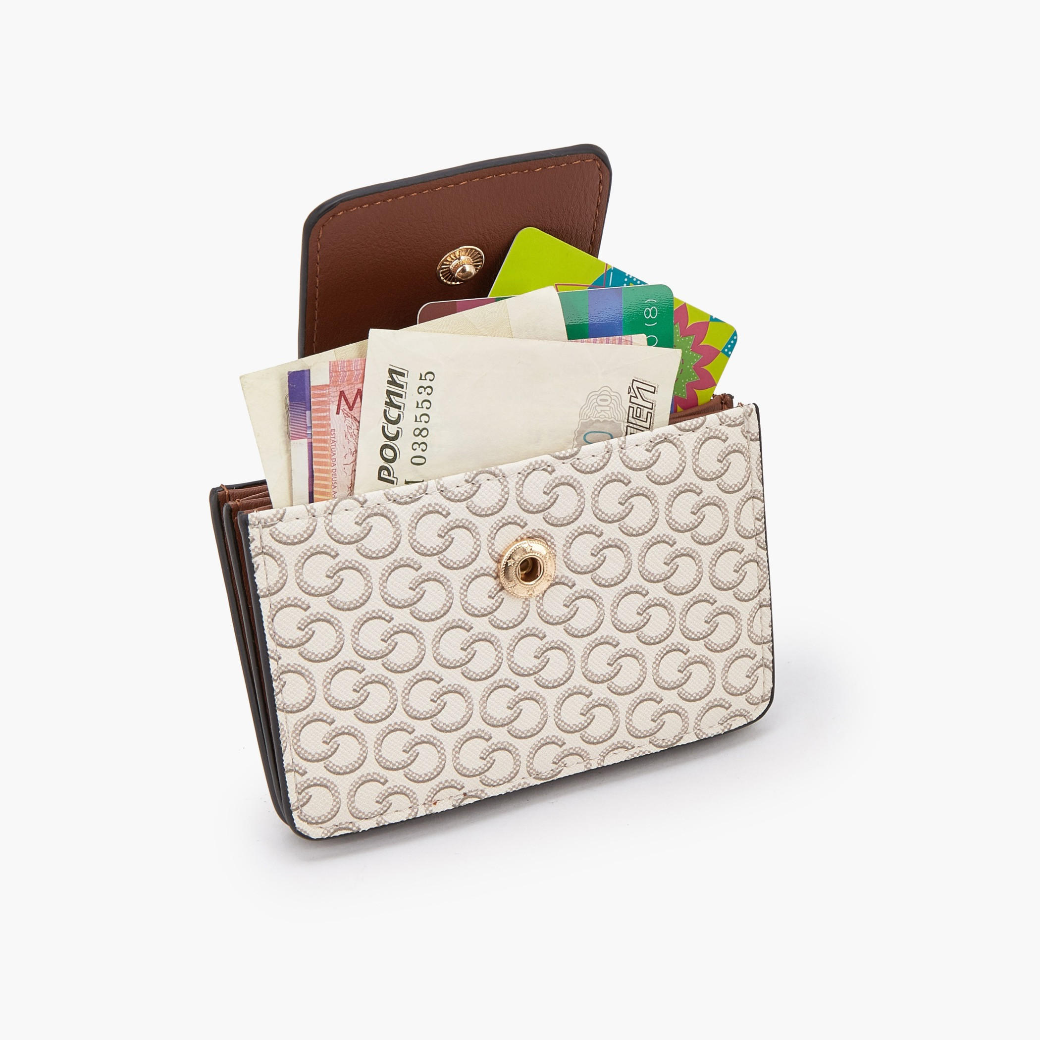 Celeste Monogram Print Card Holder with Snap Button Closure-women-bagsandwallets-wallets-image-7