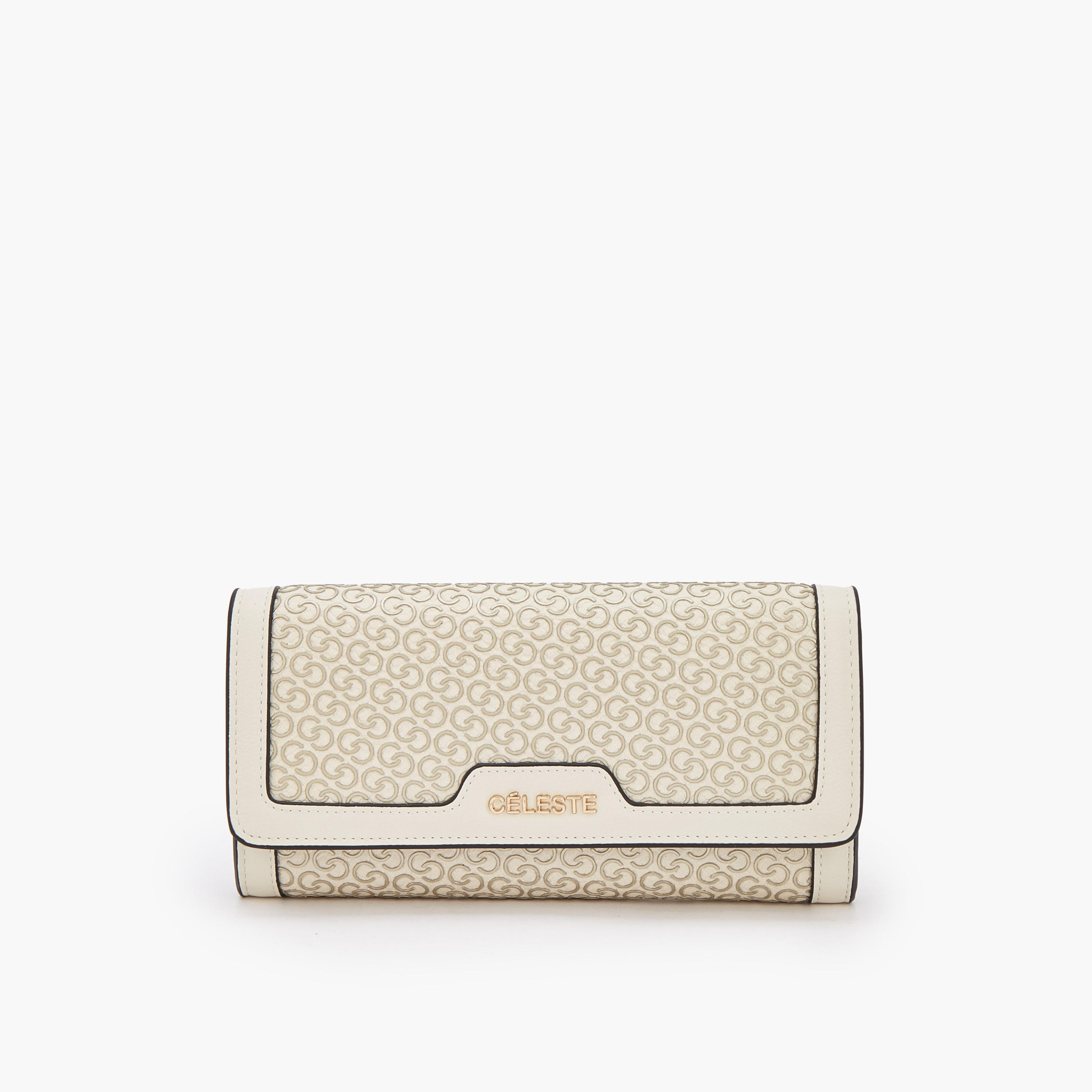 محفظة بطبعة مونوجرام وزر إغلاق كبس من سيليست-women-bagsandwallets-wallets-image-1