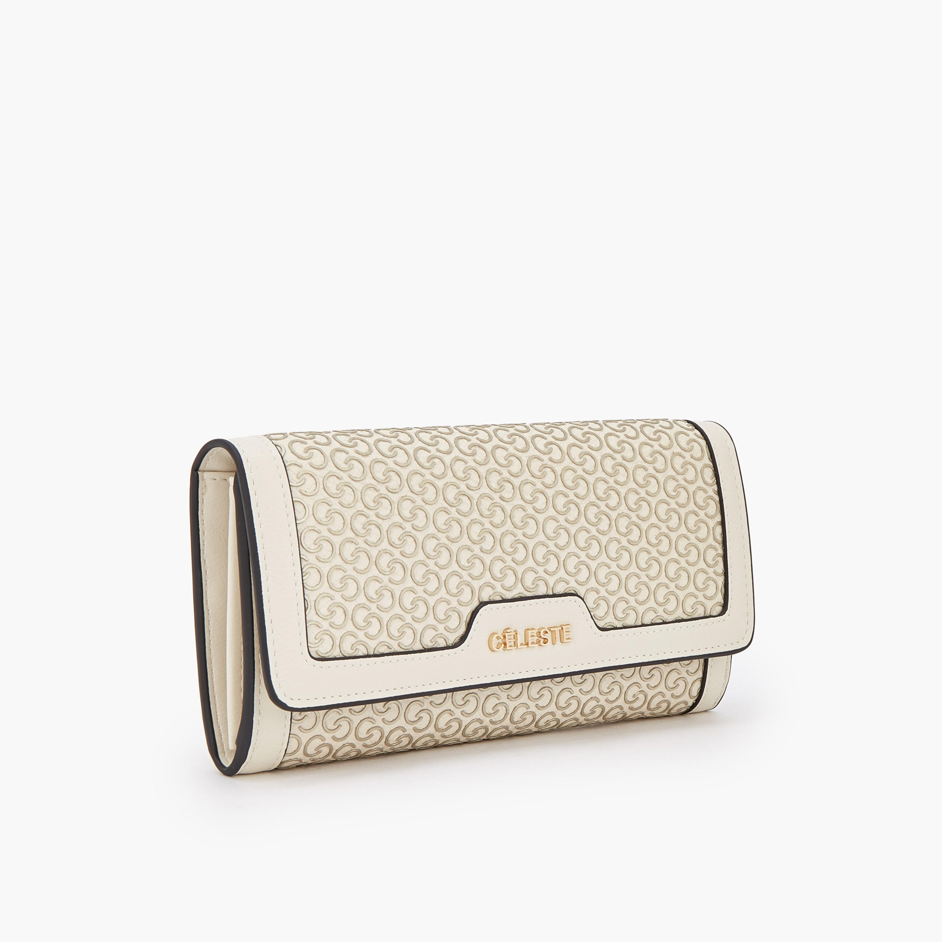 محفظة بطبعة مونوجرام وزر إغلاق كبس من سيليست-women-bagsandwallets-wallets-image-2