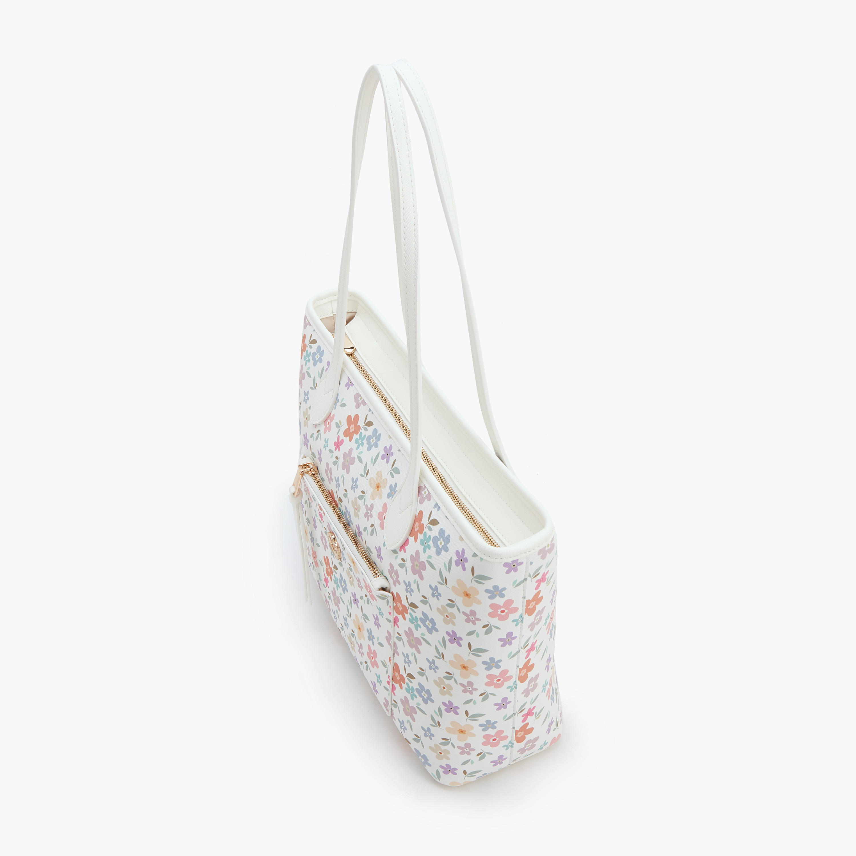 Missy Floral Print Tote Bag with Double Handles and Zip Closure-women-bagsandwallets-handbags-image-3