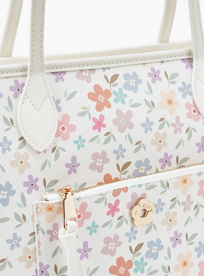 Missy Floral Print Tote Bag with Double Handles and Zip Closure-women-bagsandwallets-handbags-image-4