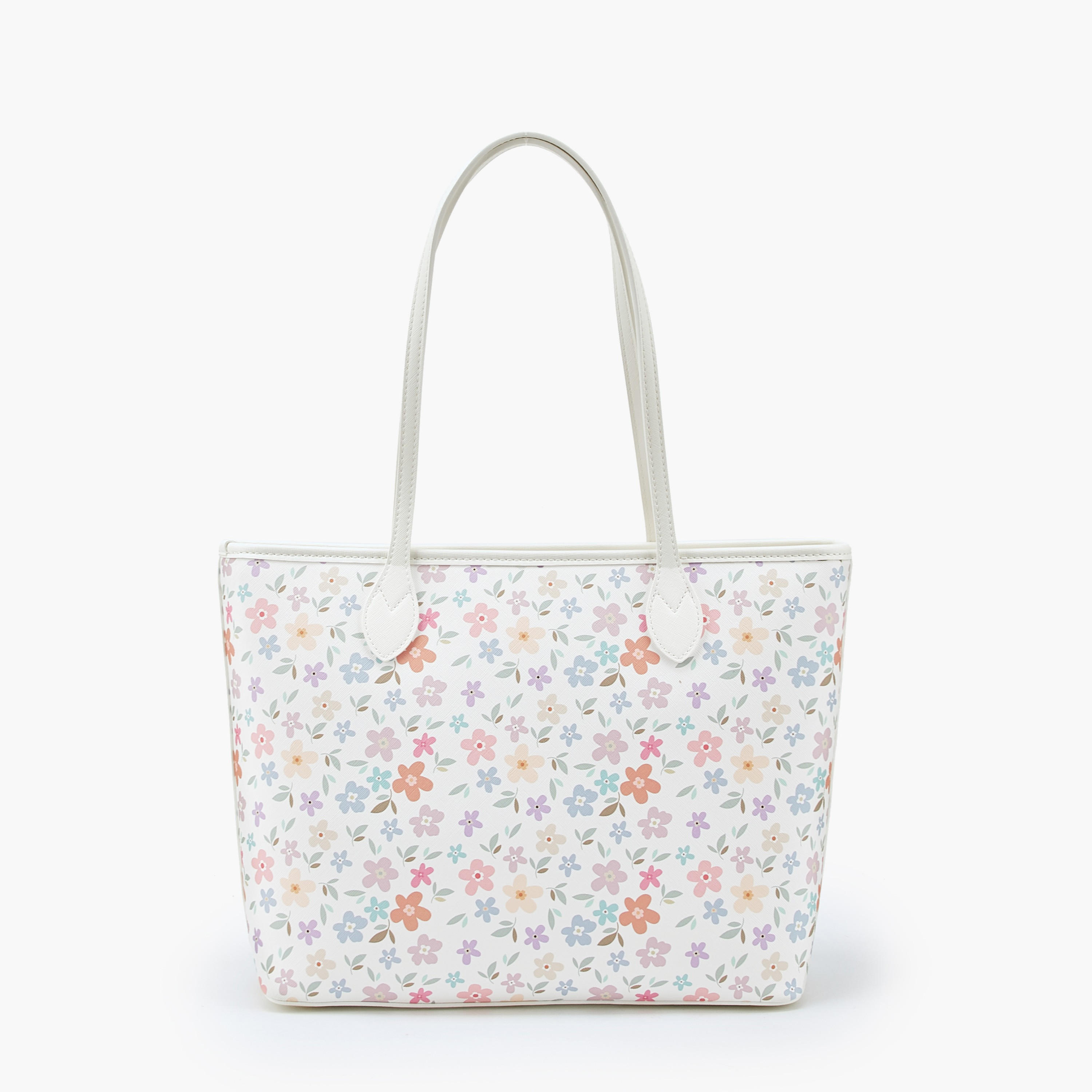 Missy Floral Print Tote Bag with Double Handles and Zip Closure-women-bagsandwallets-handbags-image-5