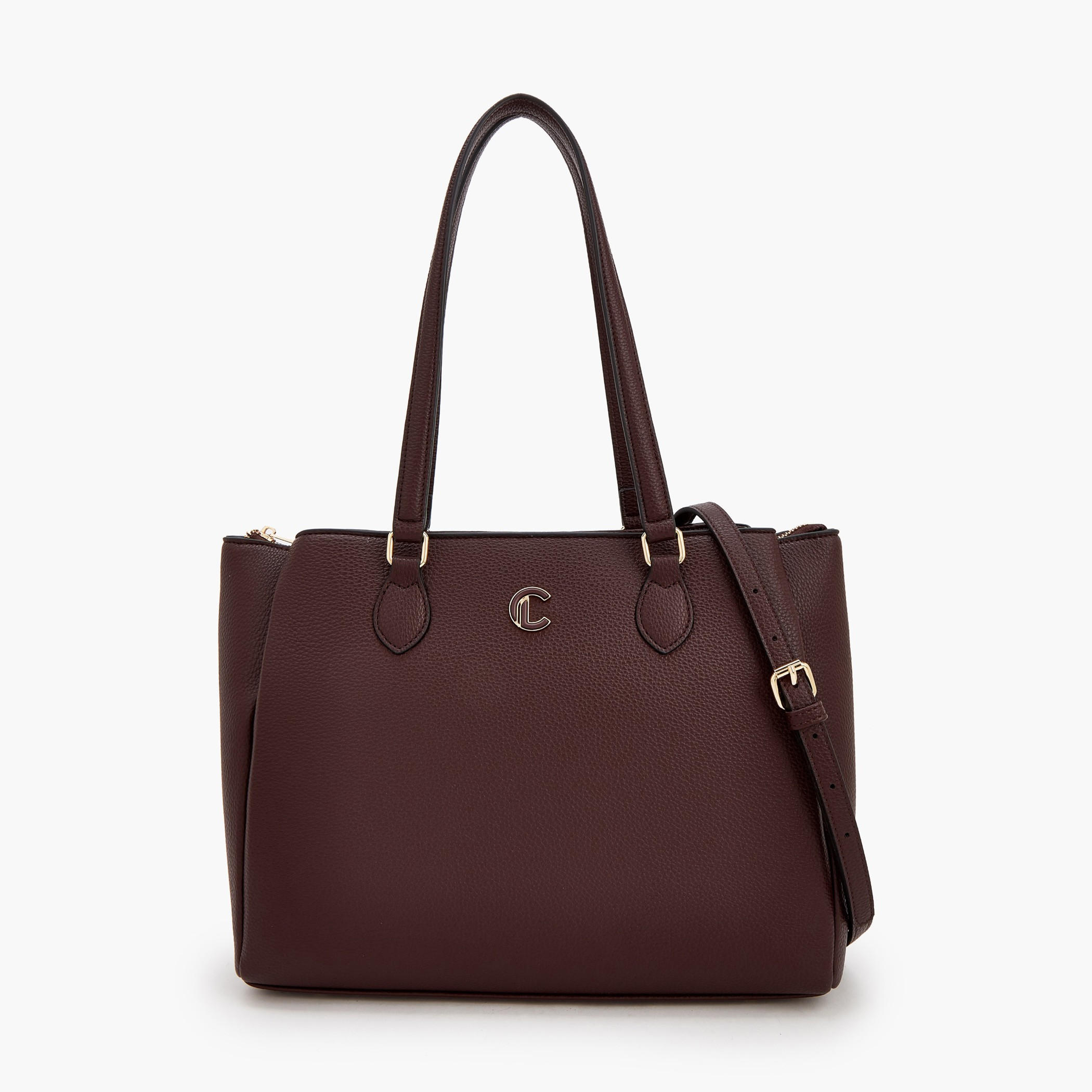 Le Confort Solid Tote Bag with Detachable Strap and Zip Closure-women-bagsandwallets-handbags-image-1