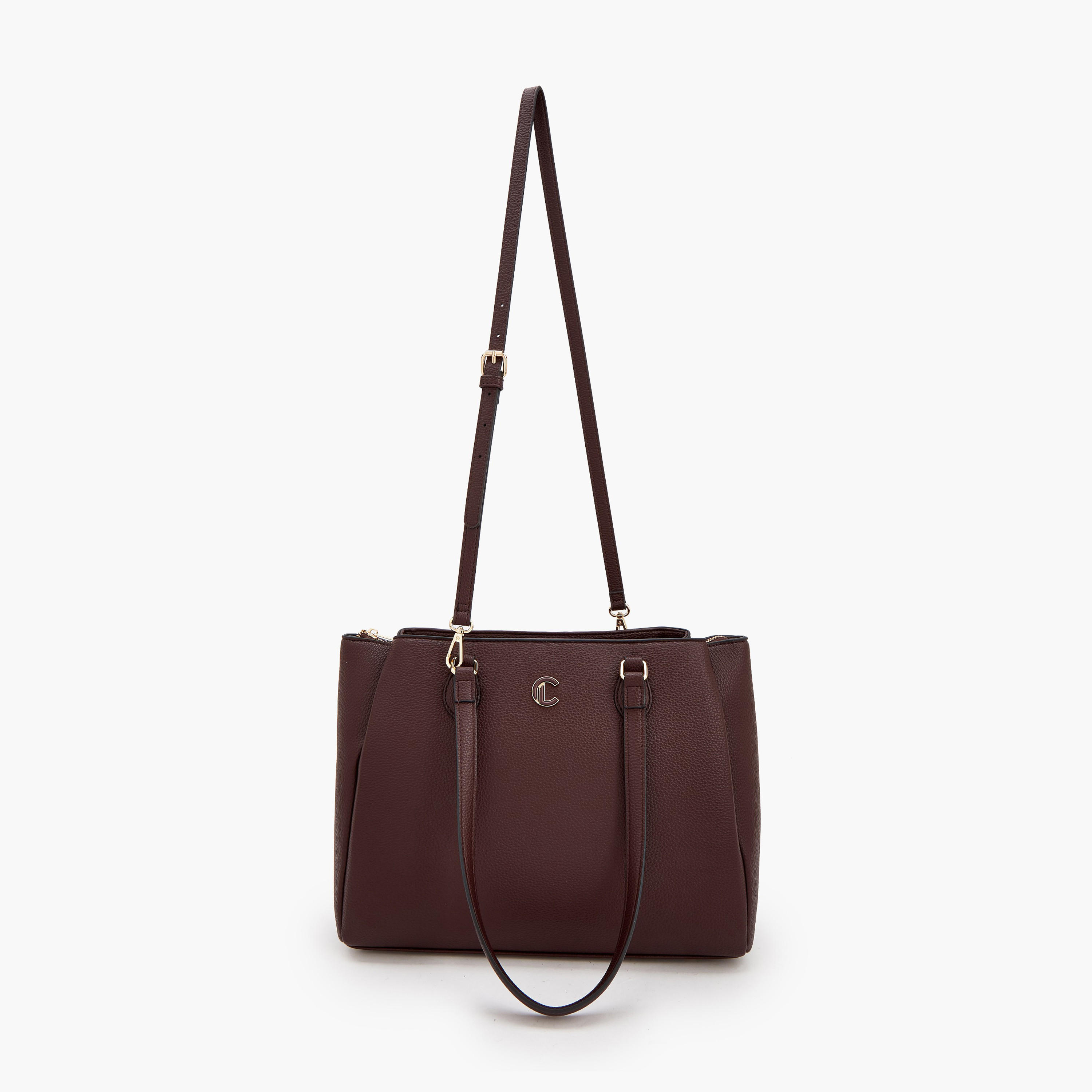 Le Confort Solid Tote Bag with Detachable Strap and Zip Closure-women-bagsandwallets-handbags-image-2