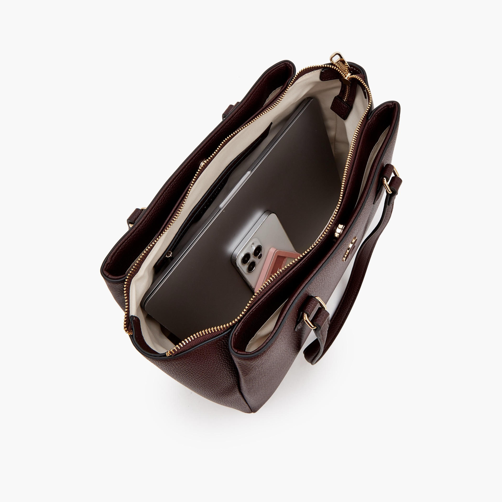 Le Confort Solid Tote Bag with Detachable Strap and Zip Closure-women-bagsandwallets-handbags-image-7