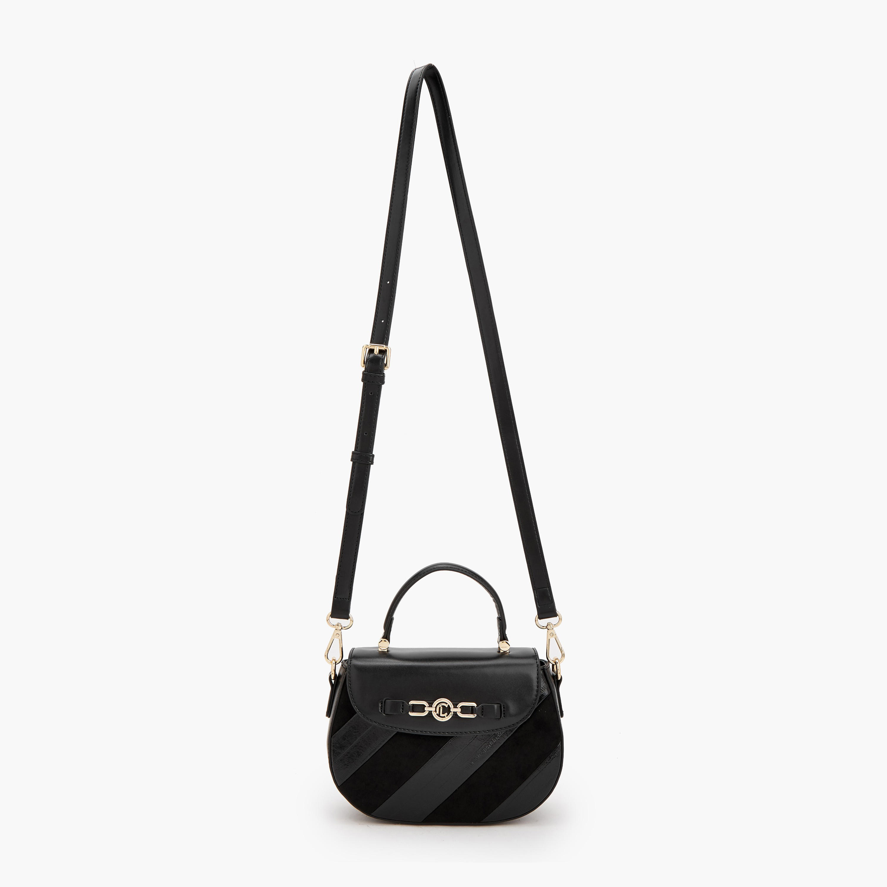 Le Confort Striped Suede Satchel Bag with Metallic Accent-women-bagsandwallets-handbags-image-2