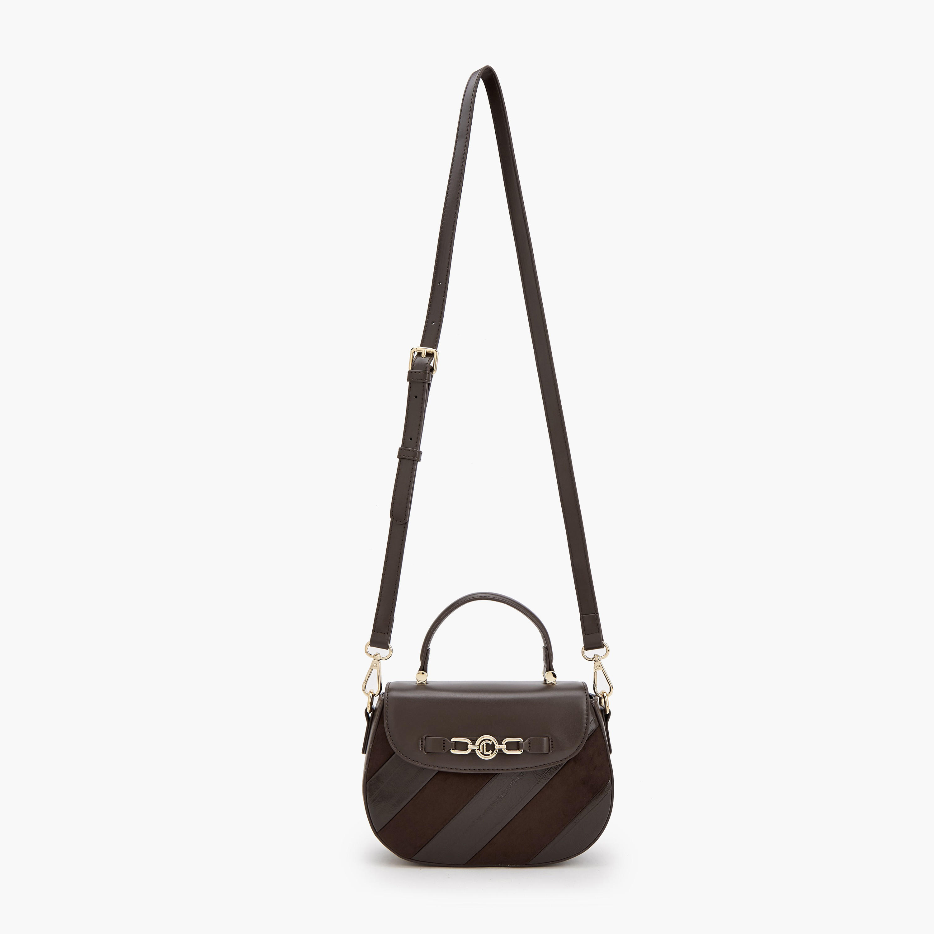 شنطة ساتشيل شمواه مخططة بزينة ميتاليك من لو كونفورت-women-bagsandwallets-handbags-image-2