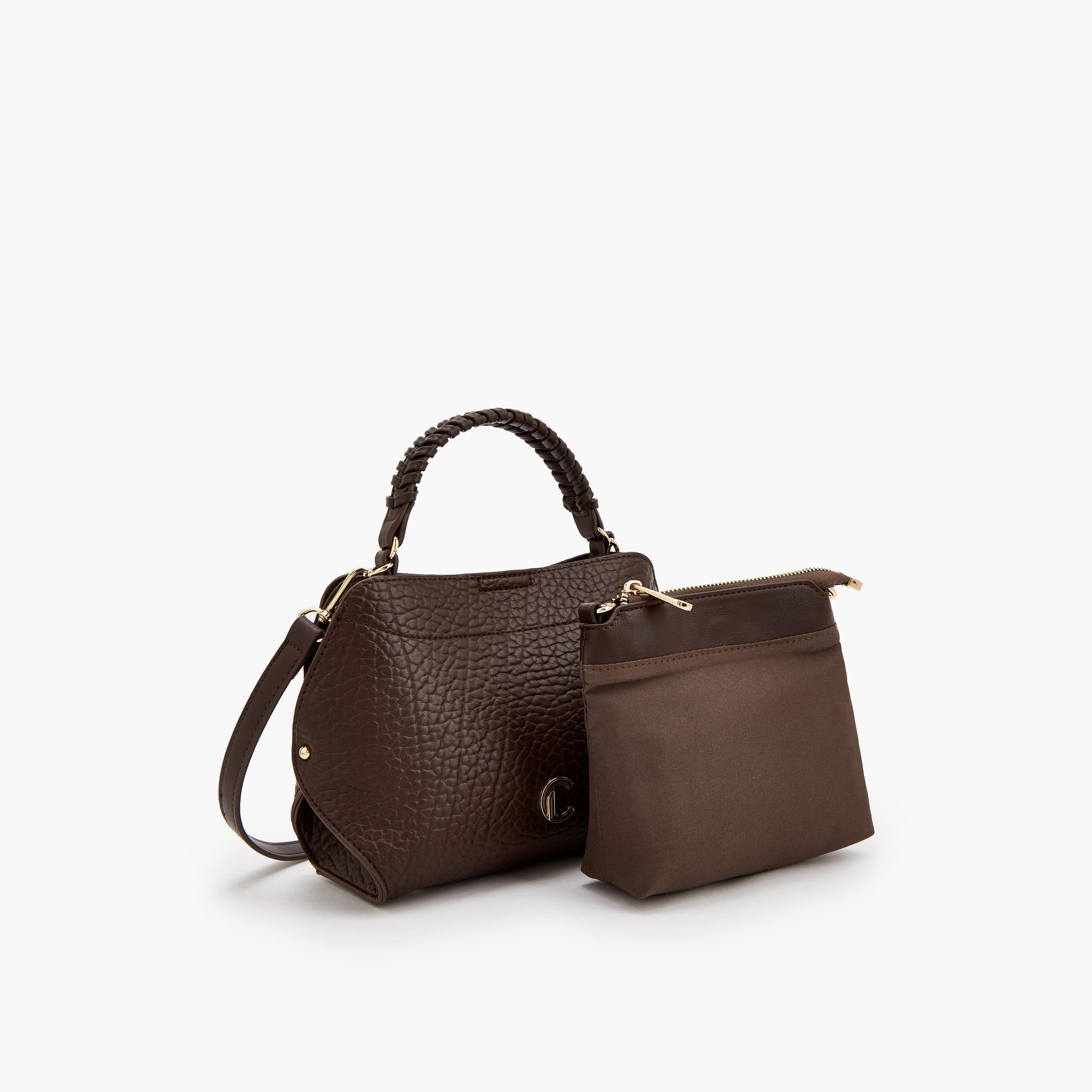 Le Confort Textured Crossbody Bag with Braided Top Handle-women-bagsandwallets-handbags-image-6