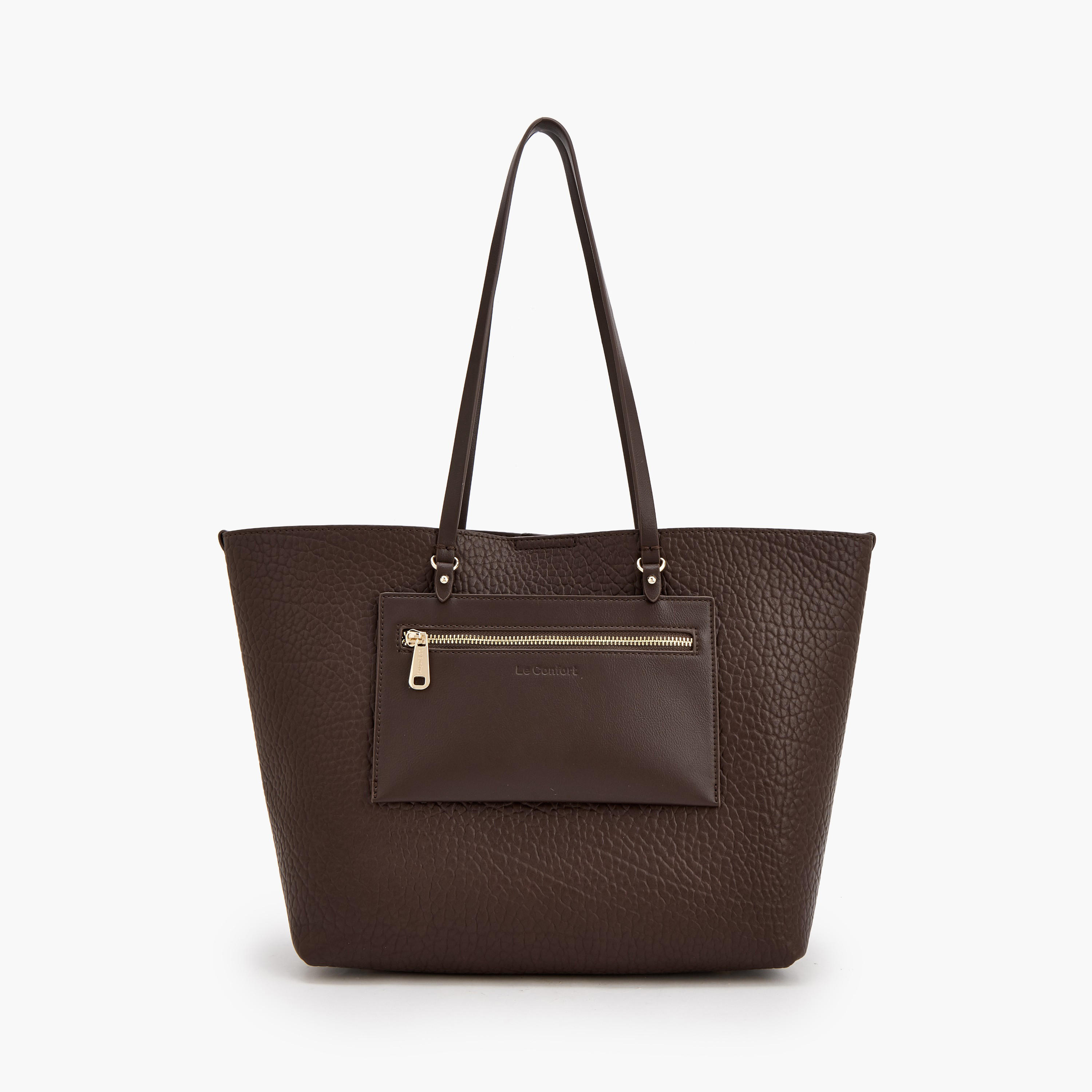 Le Confort Textured Tote Bag with Pouch-women-bagsandwallets-handbags-image-1