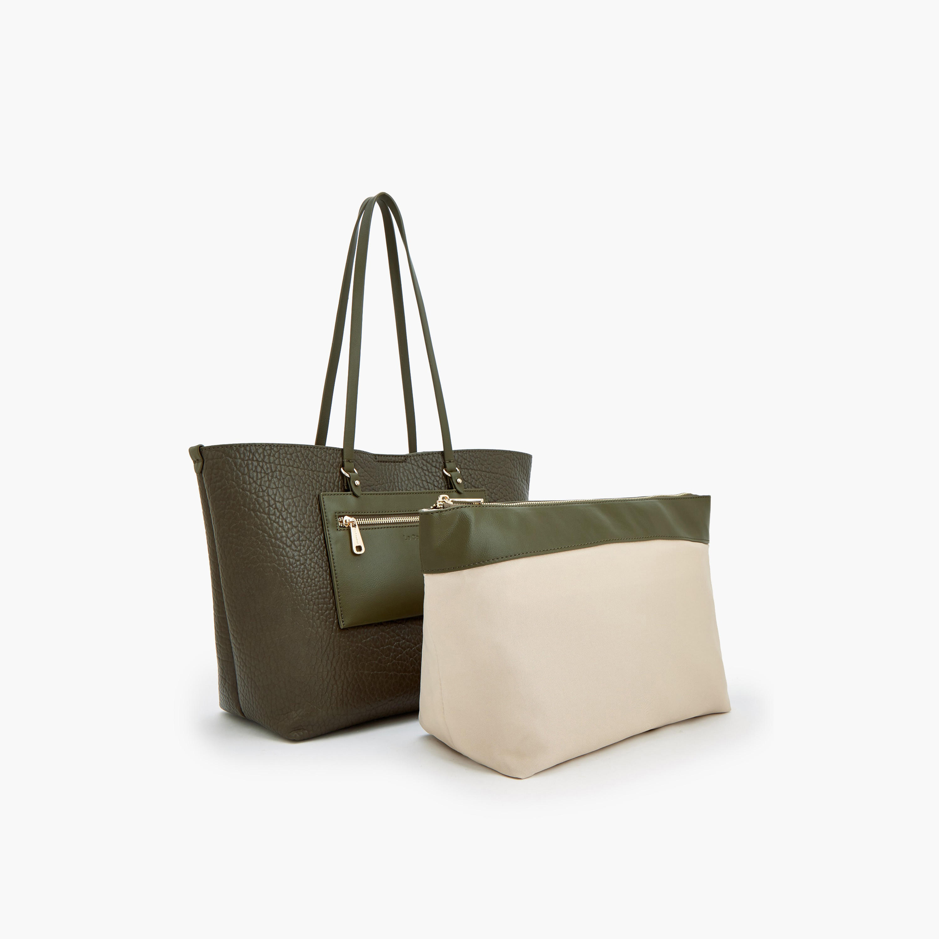 Le Confort Textured Tote Bag with Pouch-women-bagsandwallets-handbags-image-7