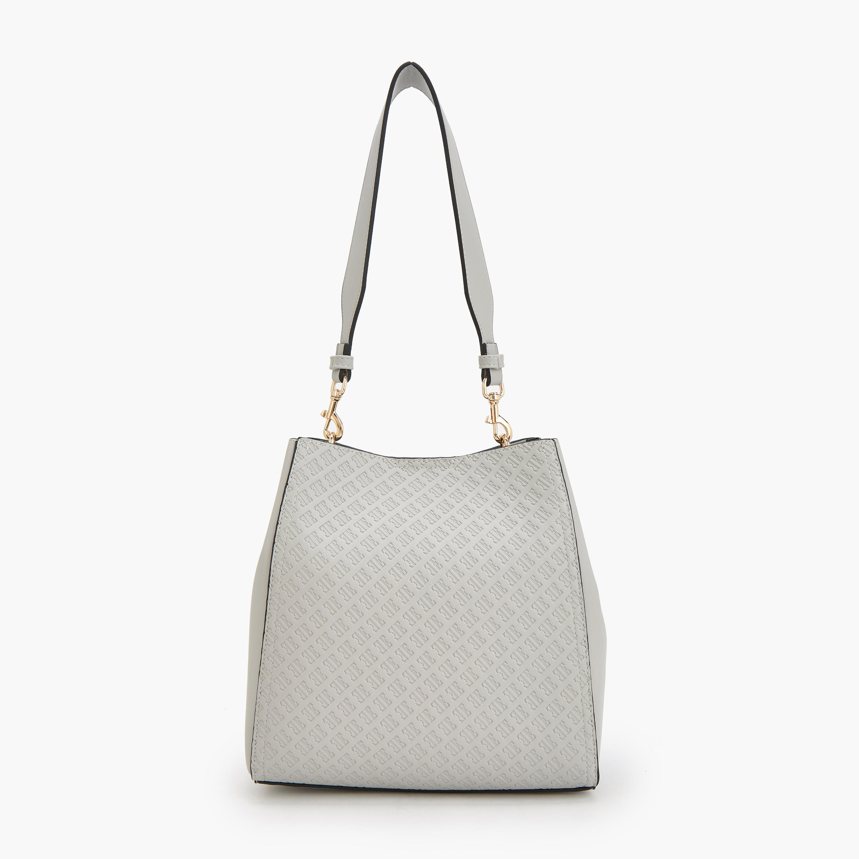 Elle Monogram Embossed Shoulder Bag with Metallic Accent-women-bagsandwallets-handbags-image-2