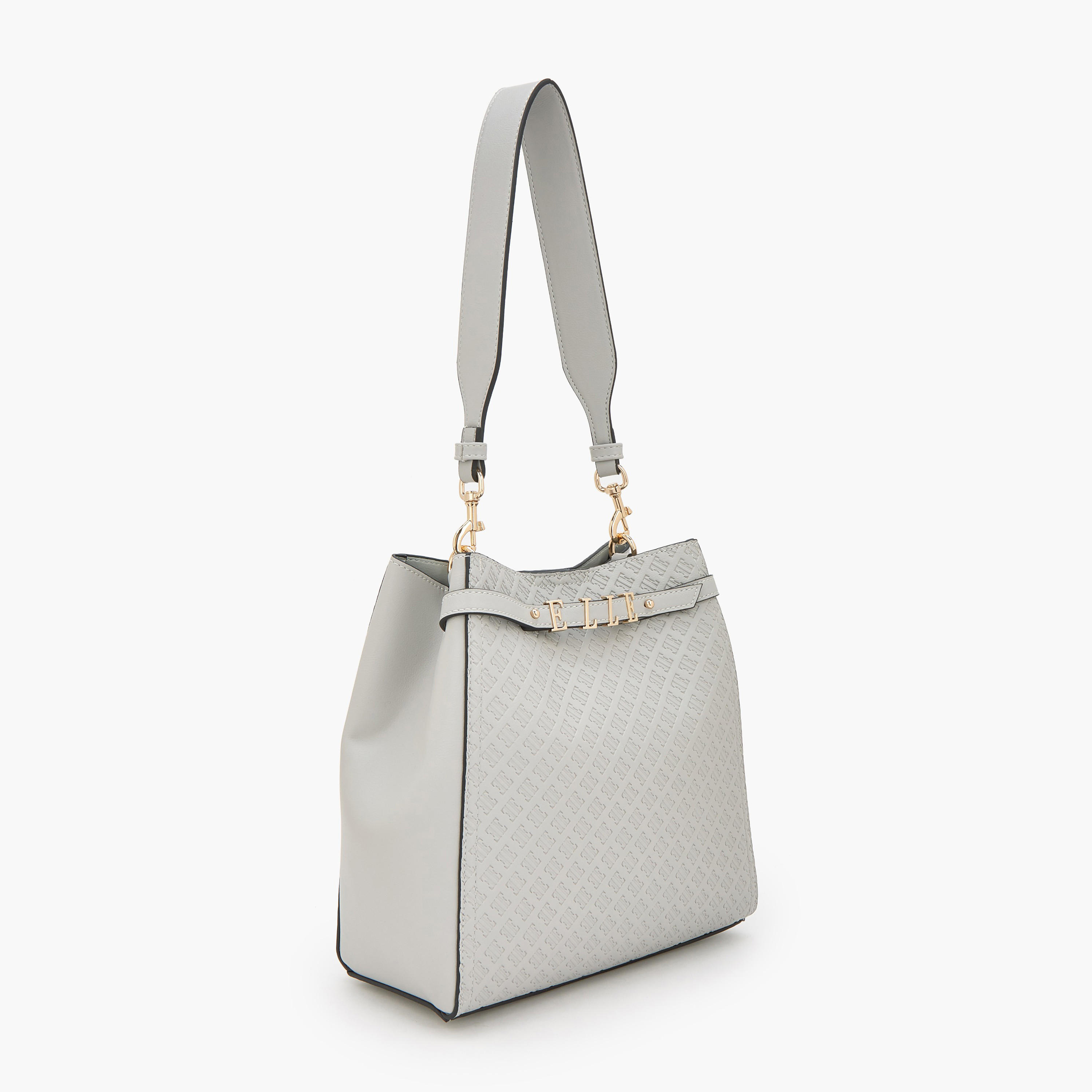 Elle Monogram Embossed Shoulder Bag with Metallic Accent-women-bagsandwallets-handbags-image-3