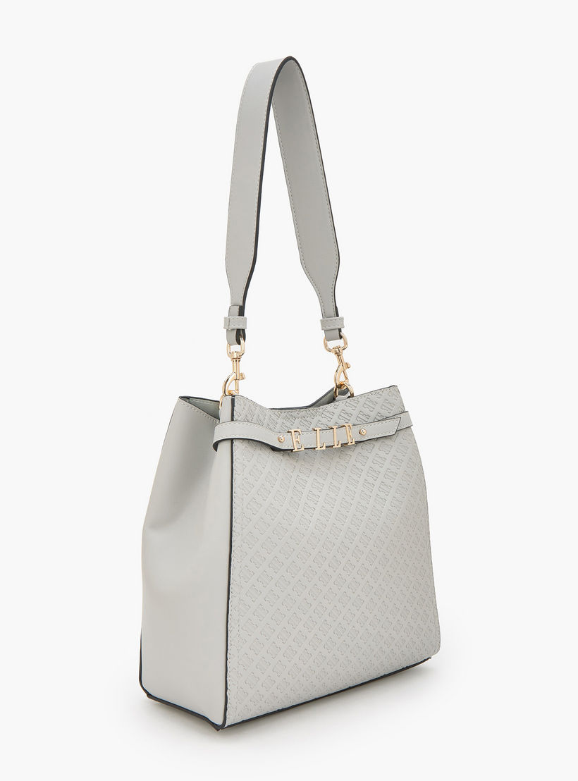 Elle Monogram Embossed Shoulder Bag with Metallic Accent-women-bagsandwallets-handbags-image-3