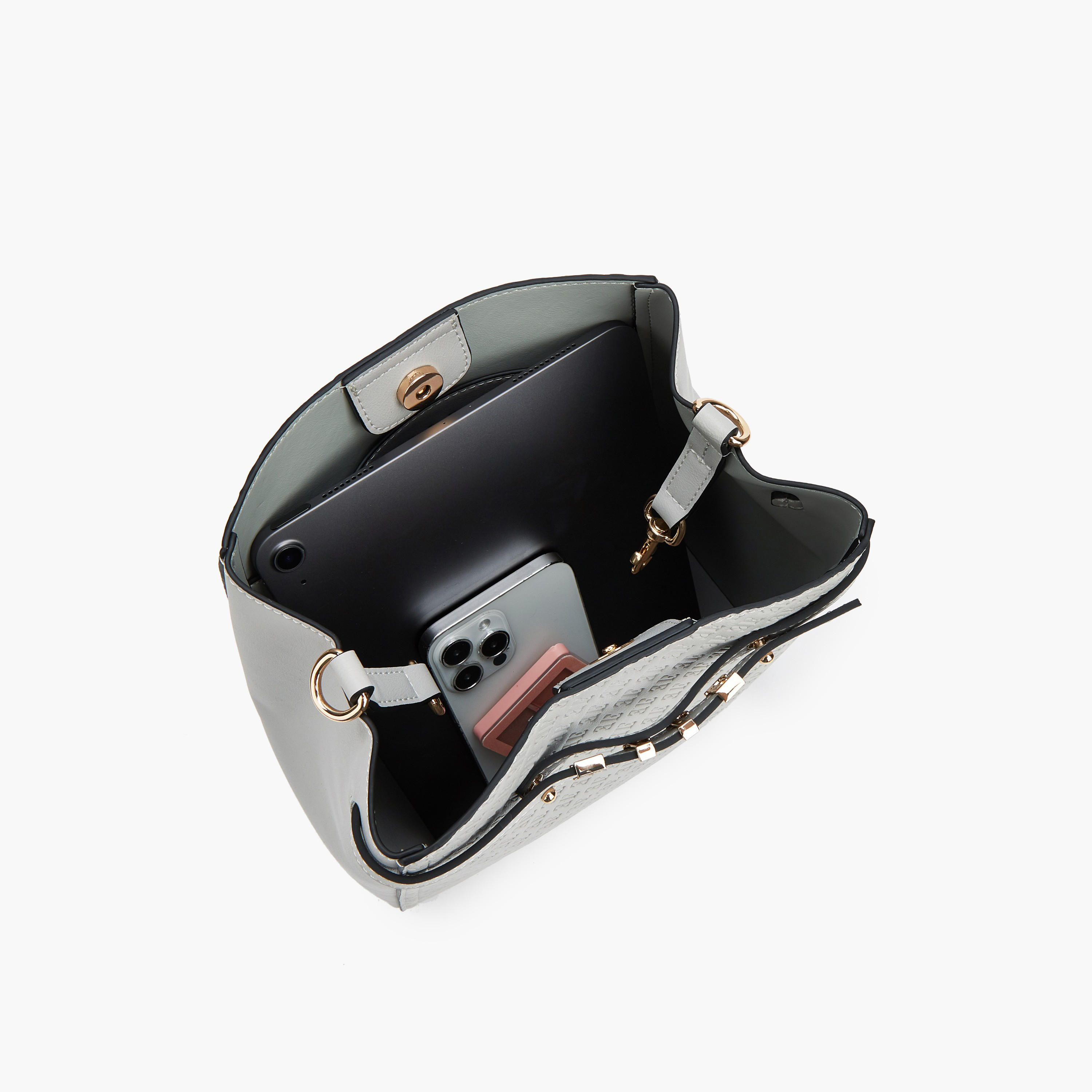 Elle Monogram Embossed Shoulder Bag with Metallic Accent-women-bagsandwallets-handbags-image-7