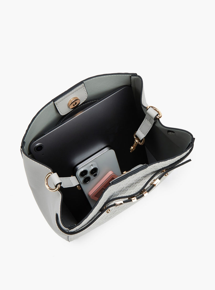 Elle Monogram Embossed Shoulder Bag with Metallic Accent-women-bagsandwallets-handbags-image-7