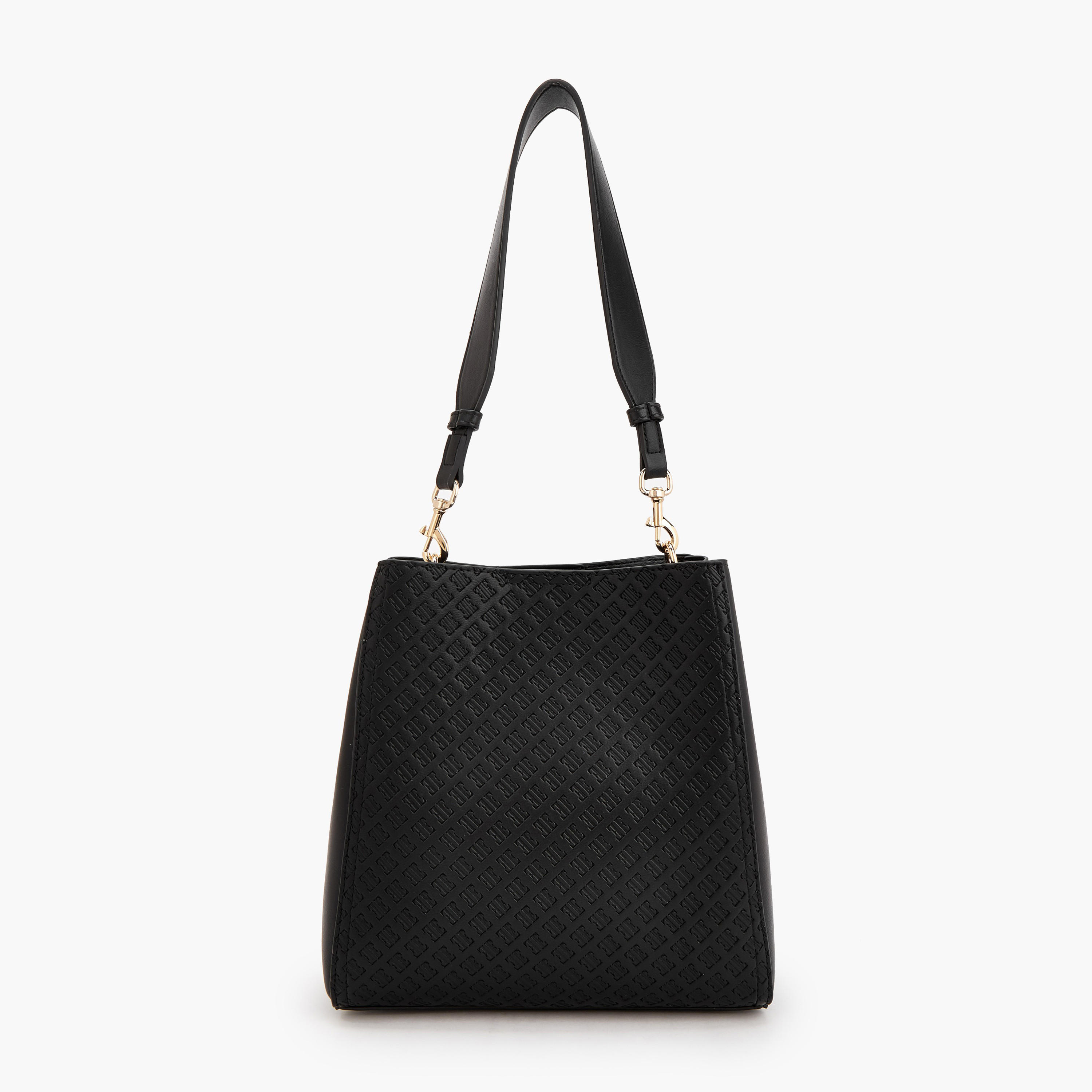 Elle Monogram Embossed Shoulder Bag with Metallic Accent-women-bagsandwallets-handbags-image-2