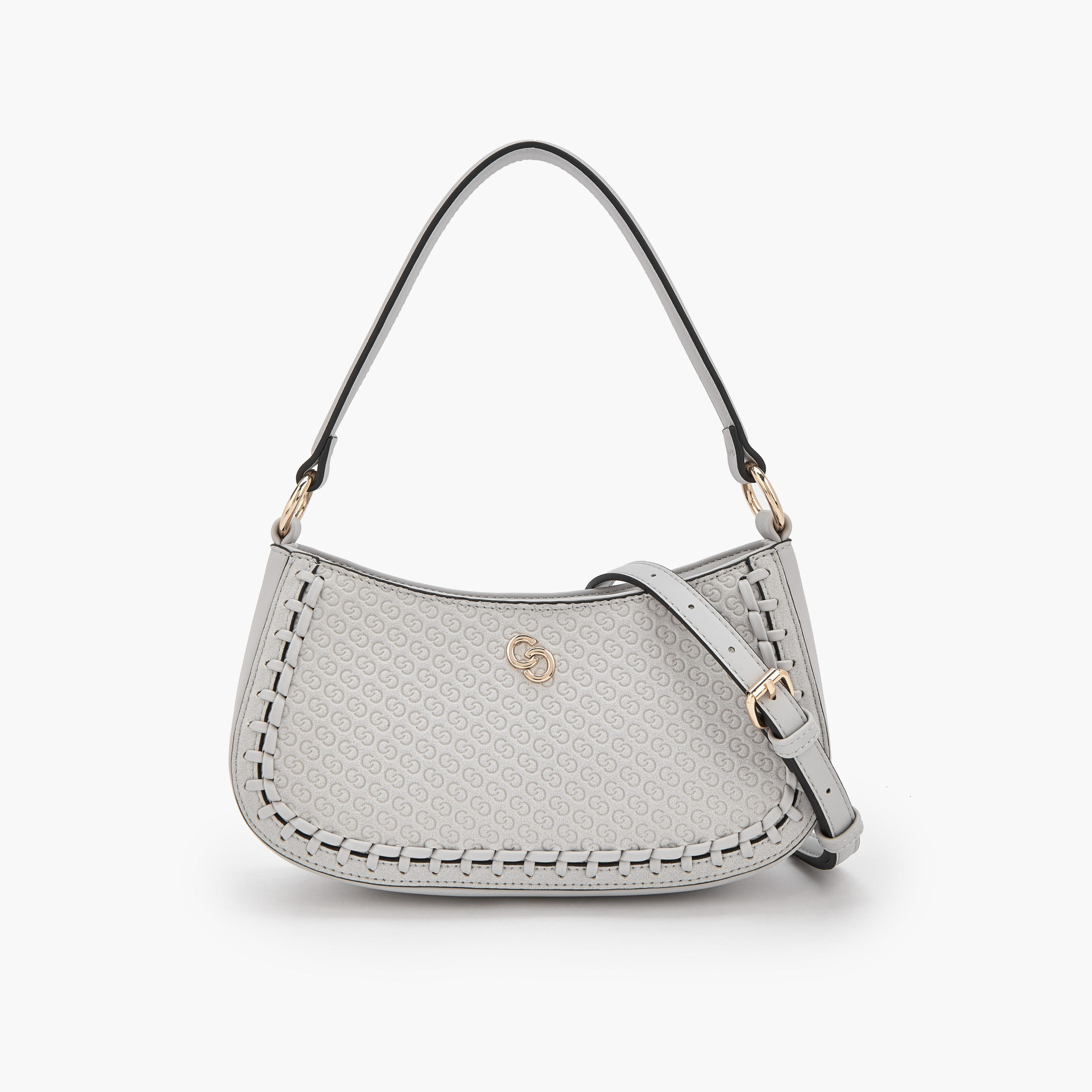 Celeste Monogram Embossed Shoulder Bag with Zip Closure-women-bagsandwallets-handbags-image-1