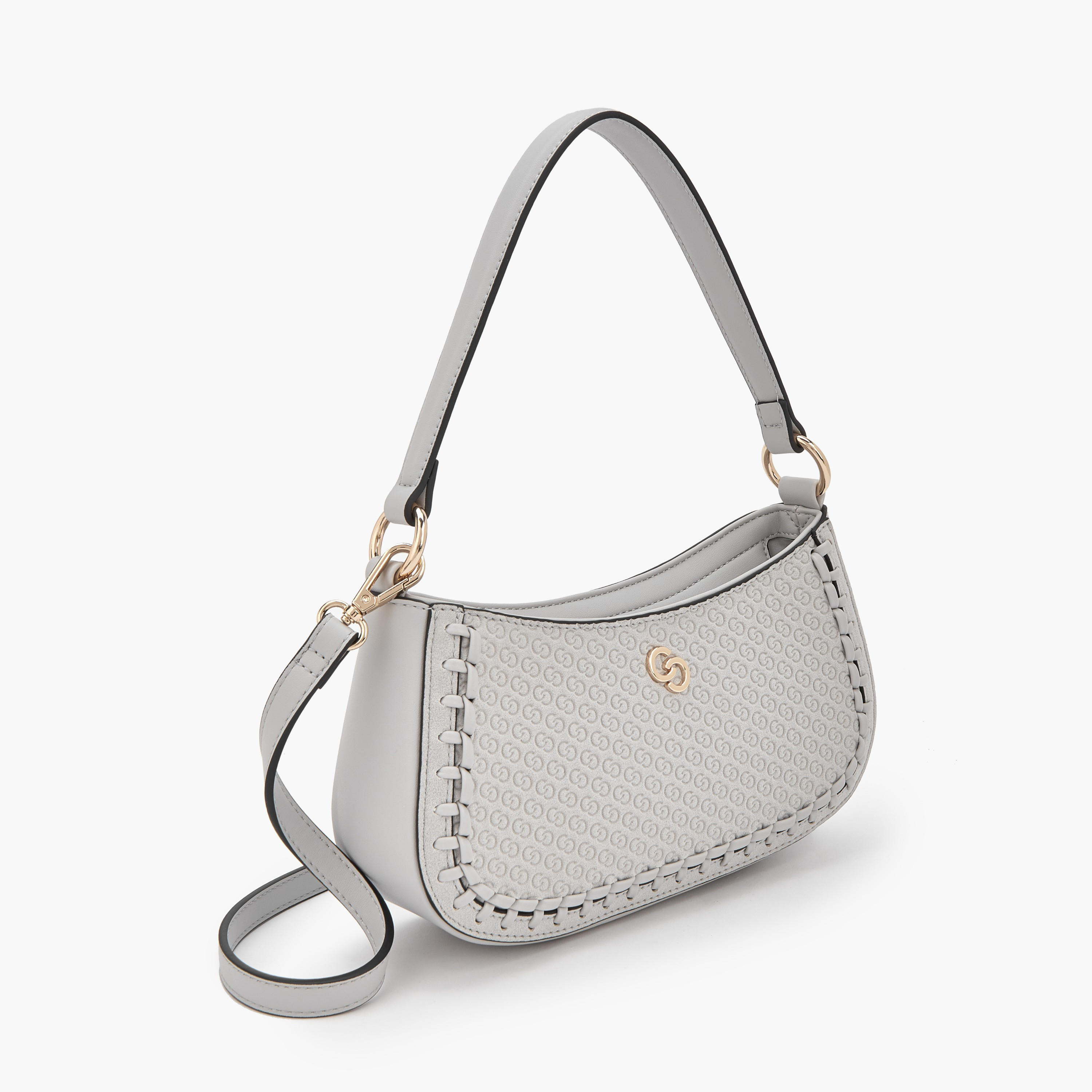 Celeste Monogram Embossed Shoulder Bag with Zip Closure-women-bagsandwallets-handbags-image-2