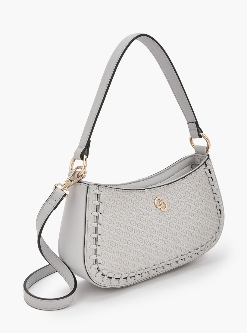 Celeste Monogram Embossed Shoulder Bag with Zip Closure-women-bagsandwallets-handbags-image-2