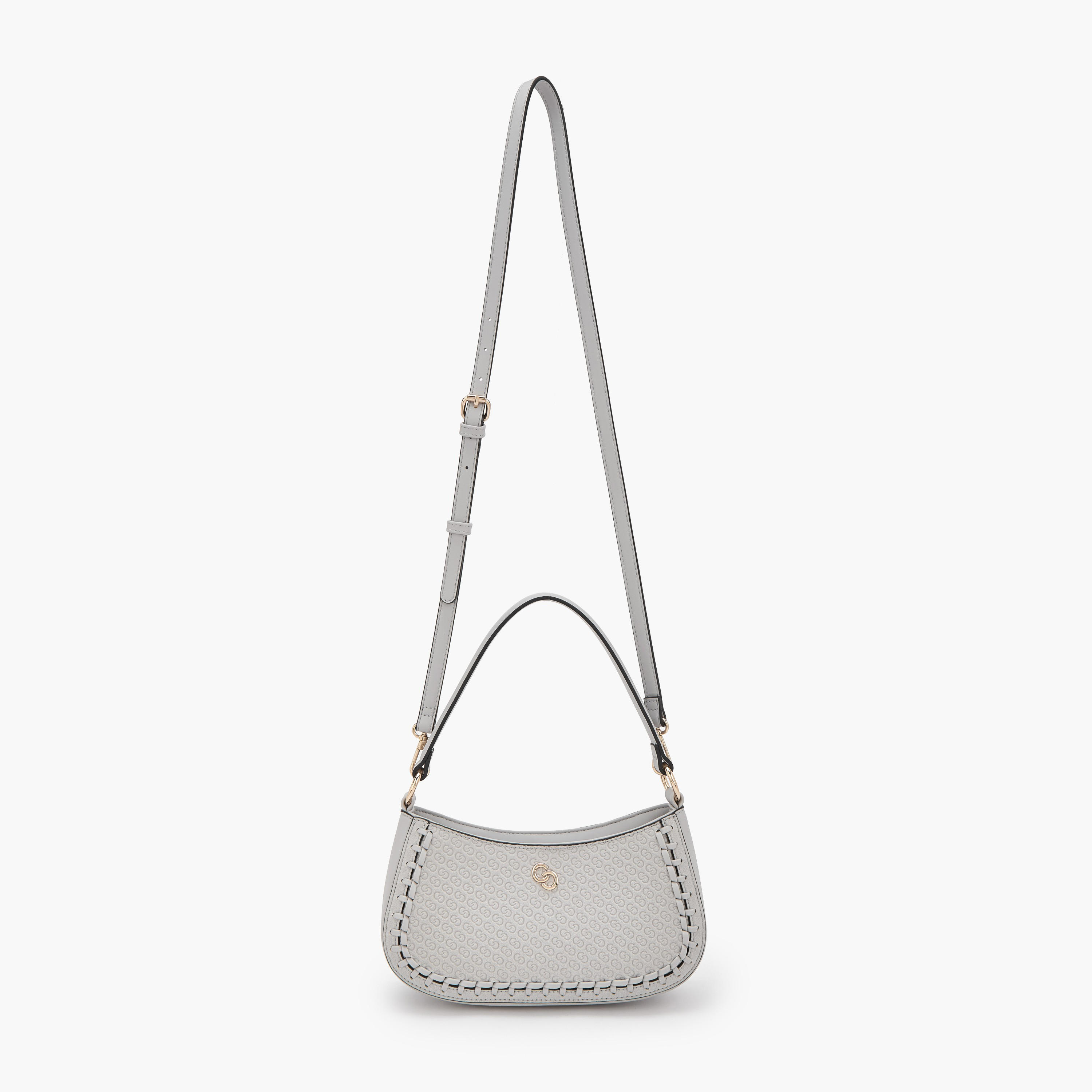 Celeste Monogram Embossed Shoulder Bag with Zip Closure-women-bagsandwallets-handbags-image-5