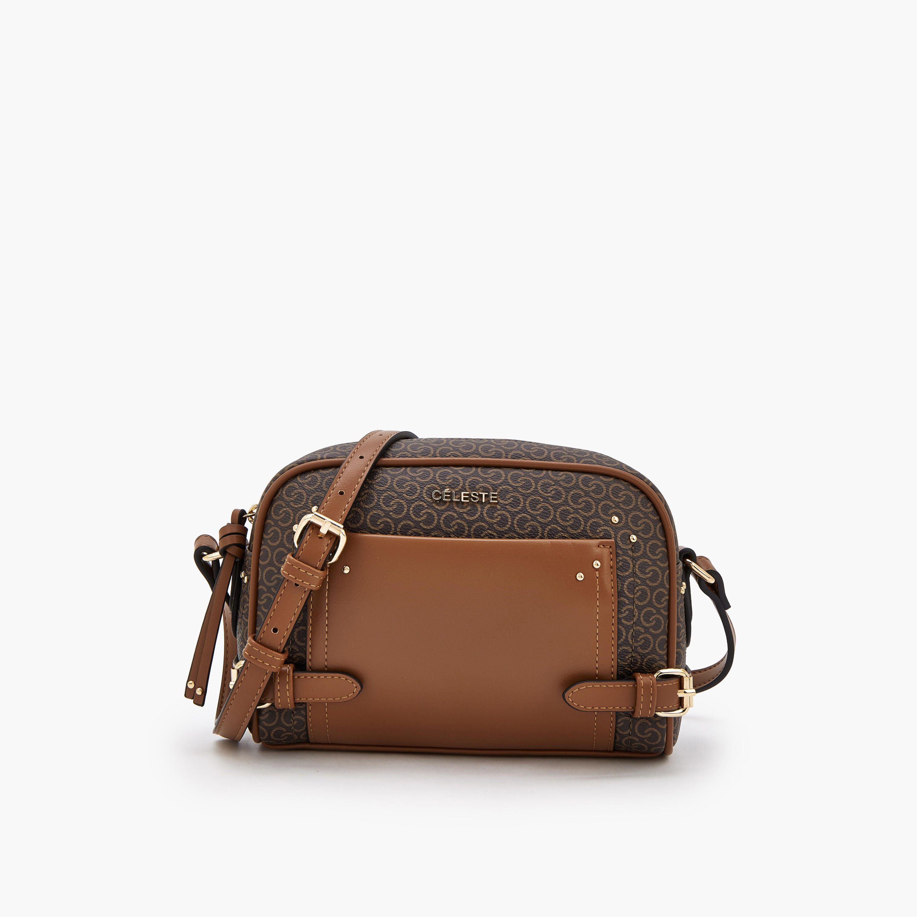 Celeste Monogram Print Crossbody Bag with Zip Closure-women-bagsandwallets-handbags-image-1