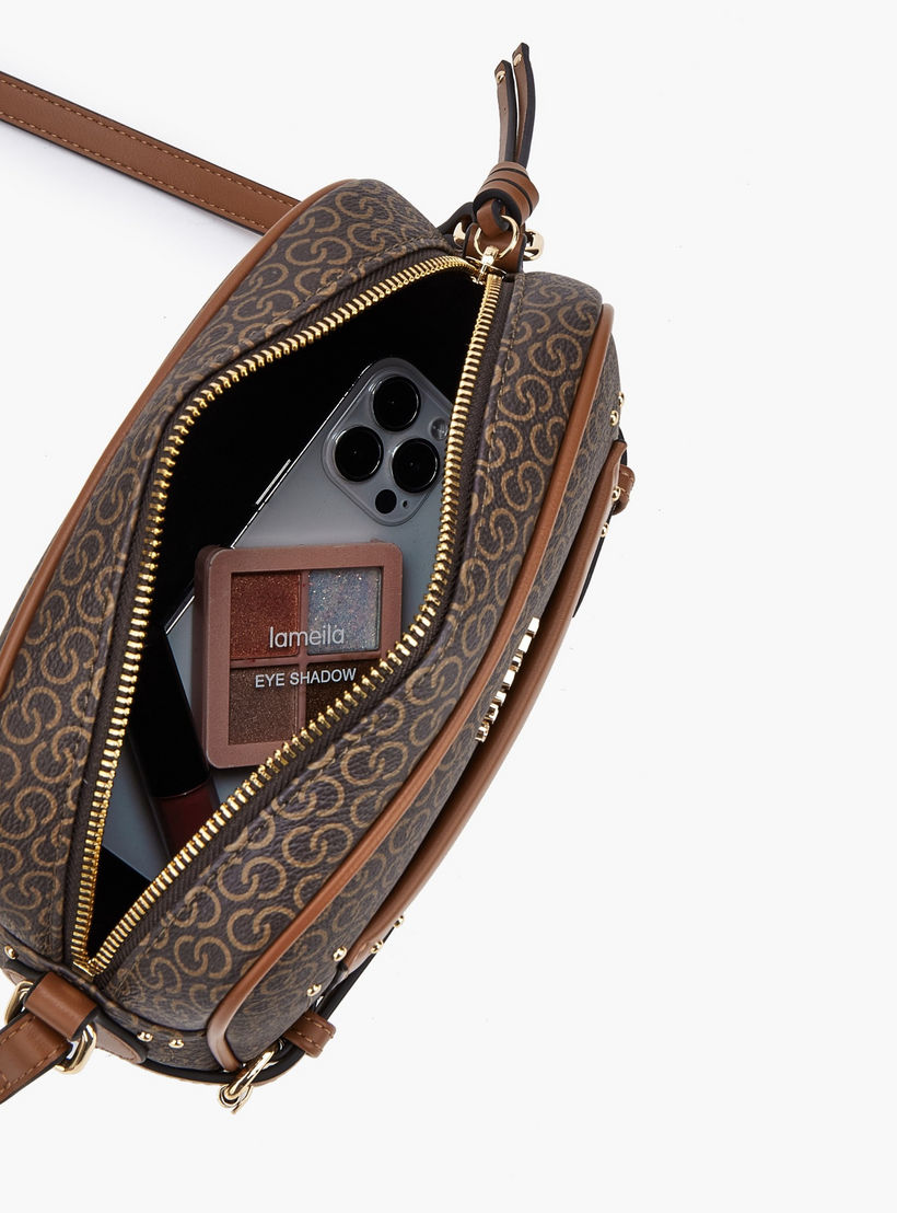 Celeste Monogram Print Crossbody Bag with Zip Closure-women-bagsandwallets-handbags-image-7