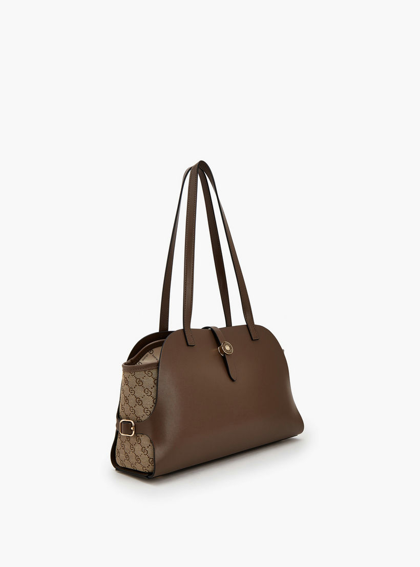 شنطة كتف بملمس مونوغرام ومقبضين من سيليست-women-bagsandwallets-handbags-image-3
