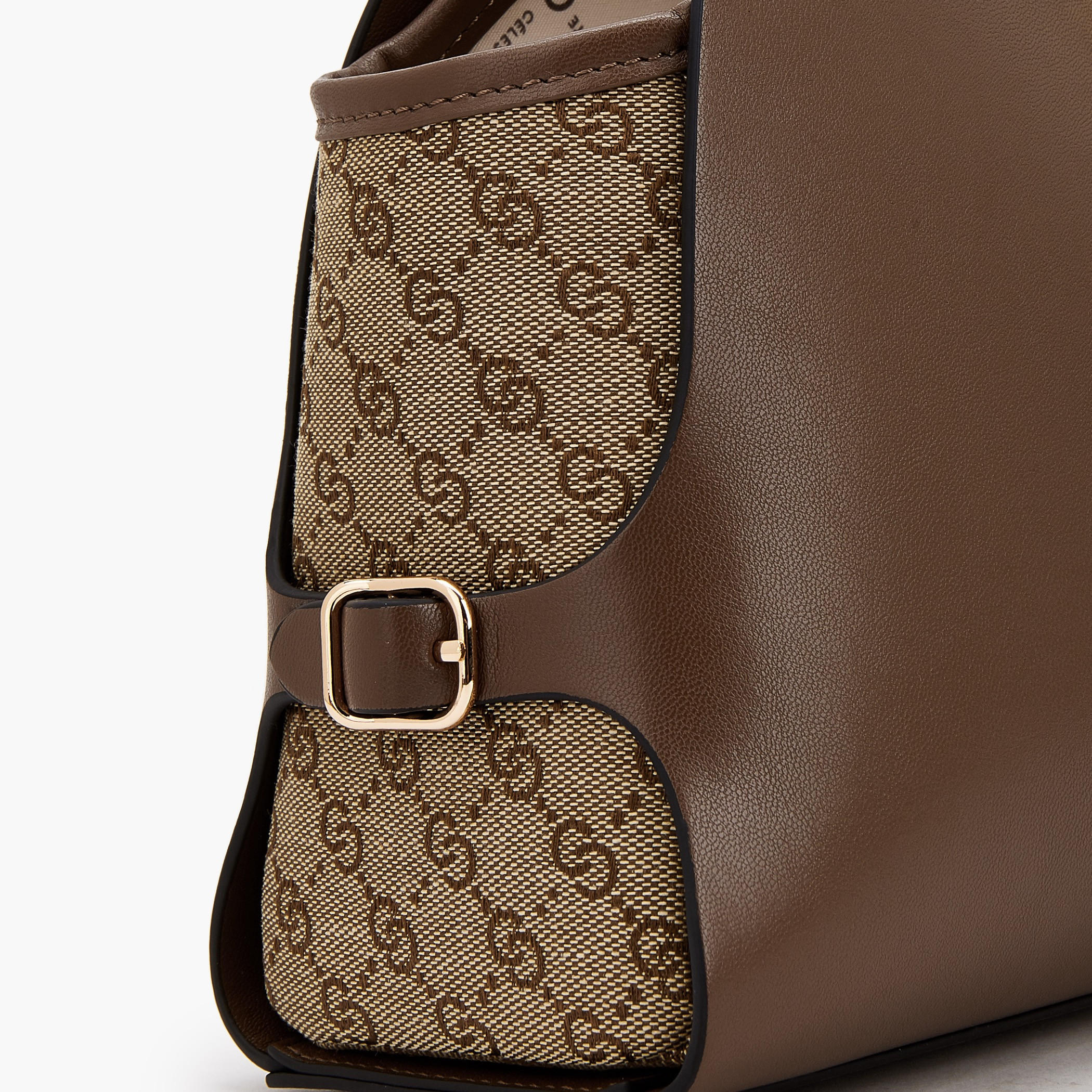 شنطة كتف بملمس مونوغرام ومقبضين من سيليست-women-bagsandwallets-handbags-image-4