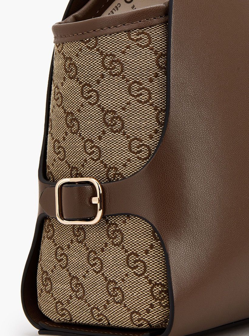 شنطة كتف بملمس مونوغرام ومقبضين من سيليست-women-bagsandwallets-handbags-image-4