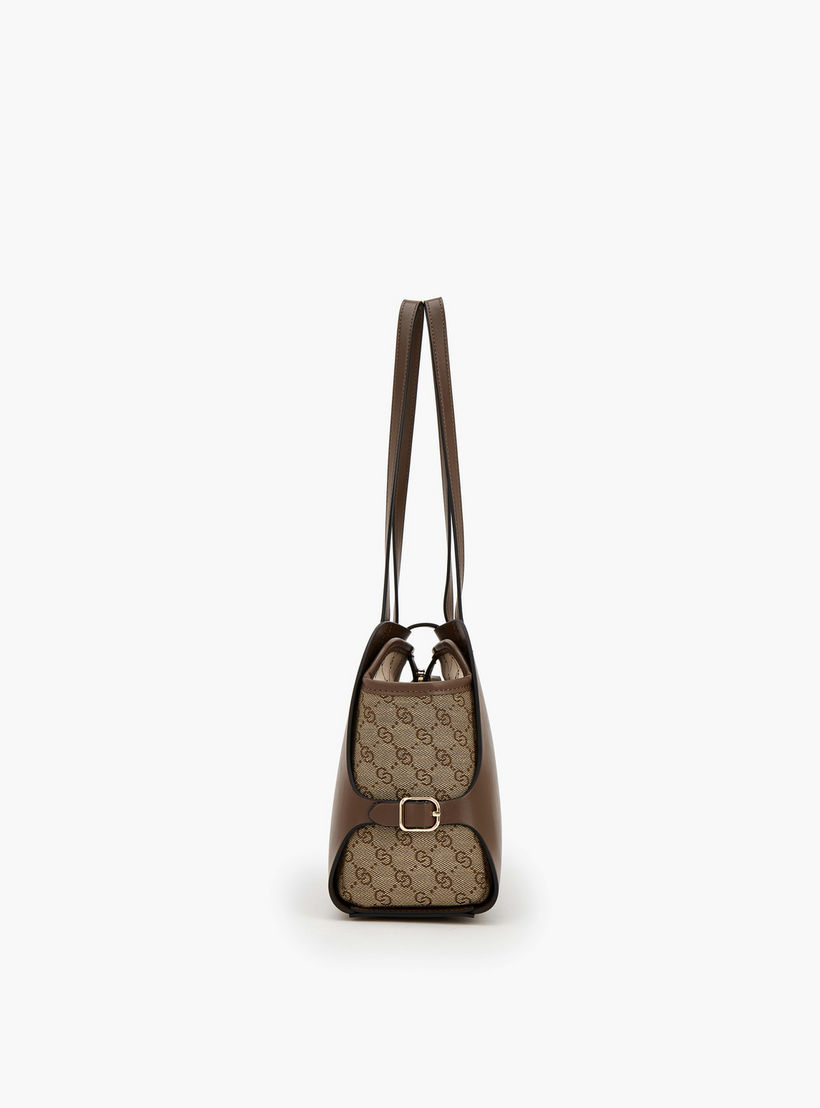 شنطة كتف بملمس مونوغرام ومقبضين من سيليست-women-bagsandwallets-handbags-image-5