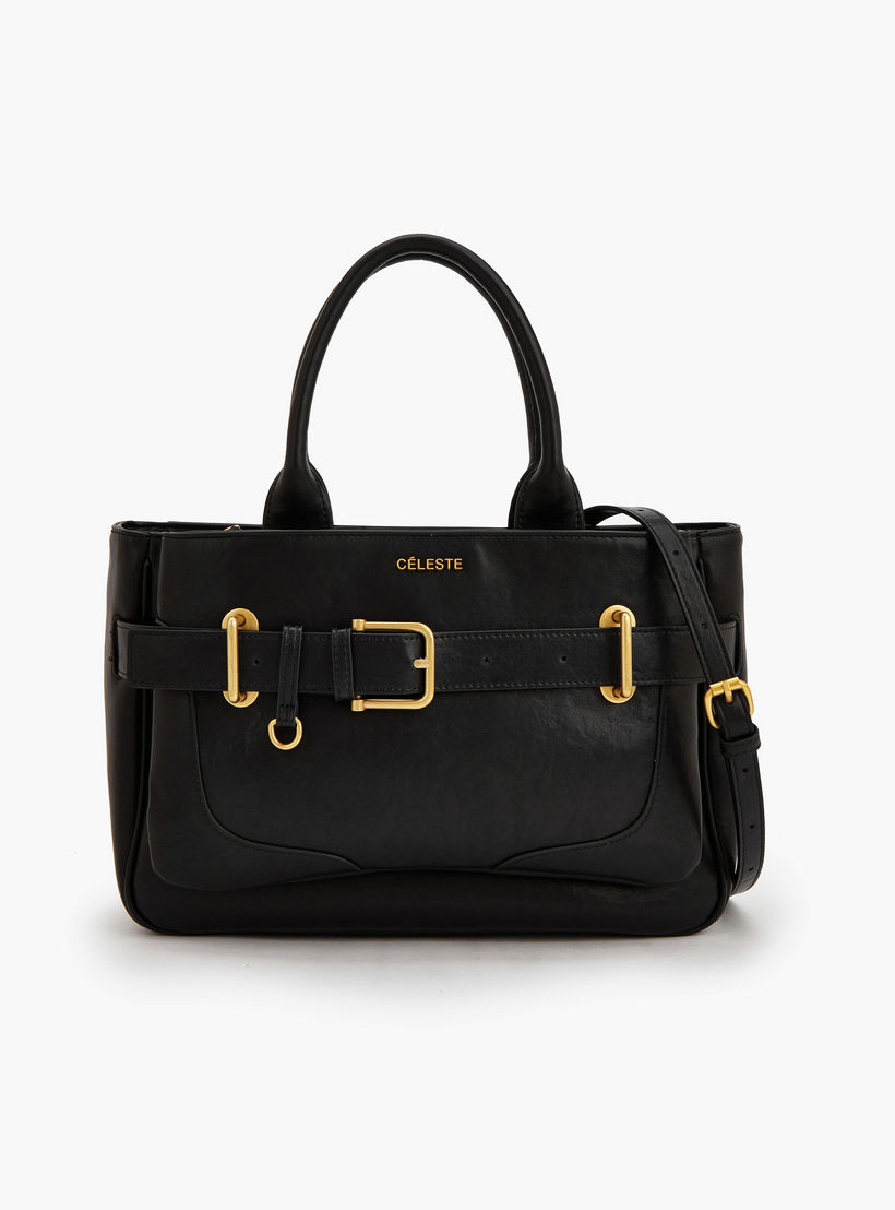 Celeste Buckled Detail Tote Bag with Zip Closure-women-bagsandwallets-handbags-image-1