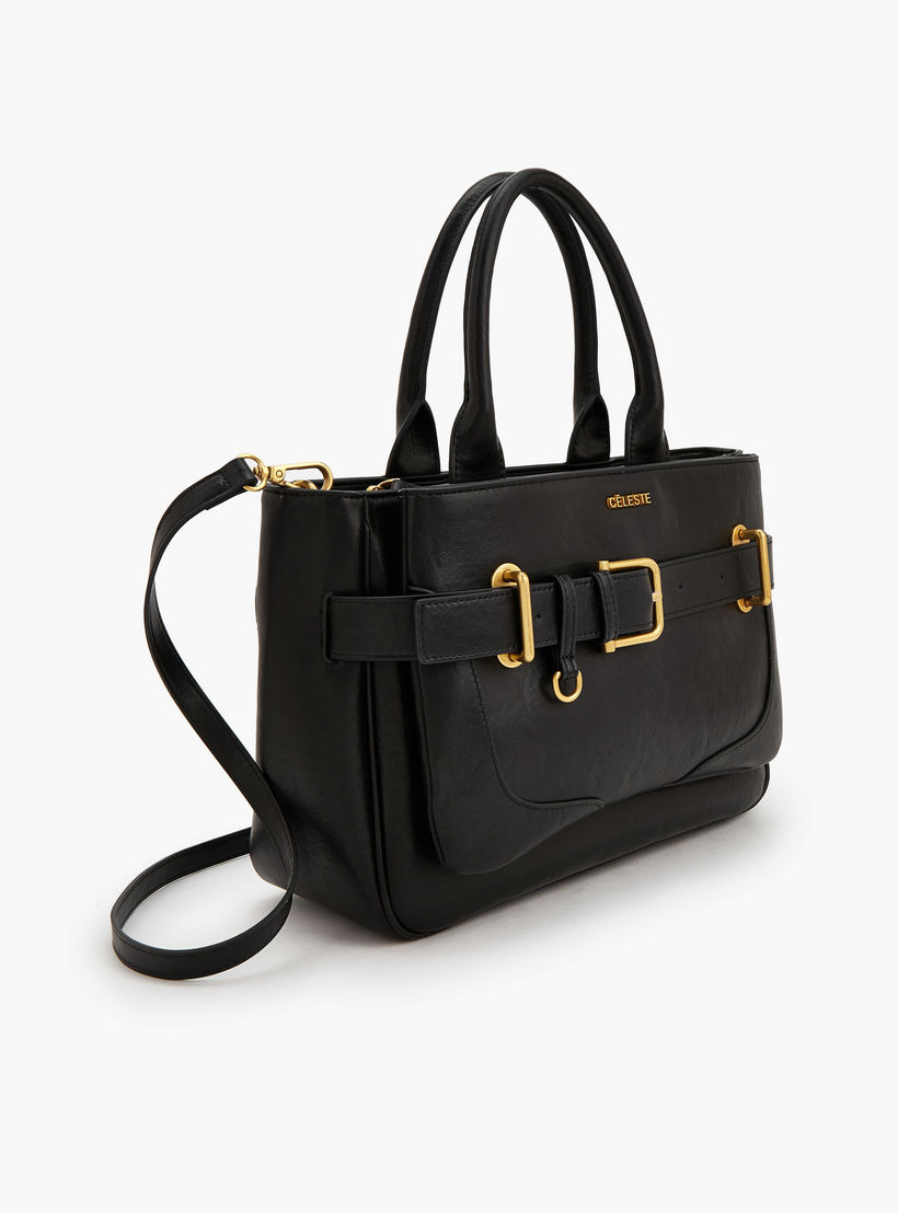 Celeste Buckled Detail Tote Bag with Zip Closure-women-bagsandwallets-handbags-image-2
