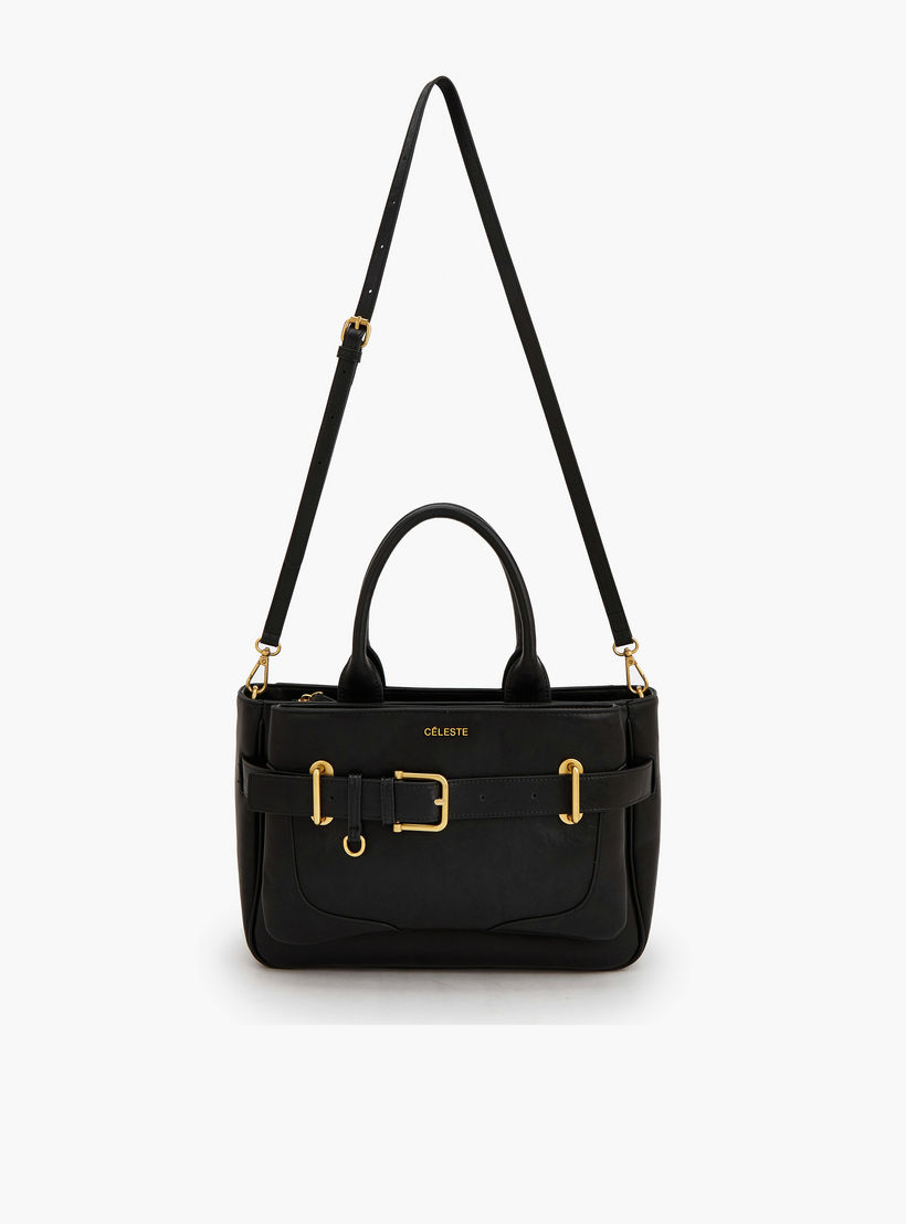 Celeste Buckled Detail Tote Bag with Zip Closure-women-bagsandwallets-handbags-image-5