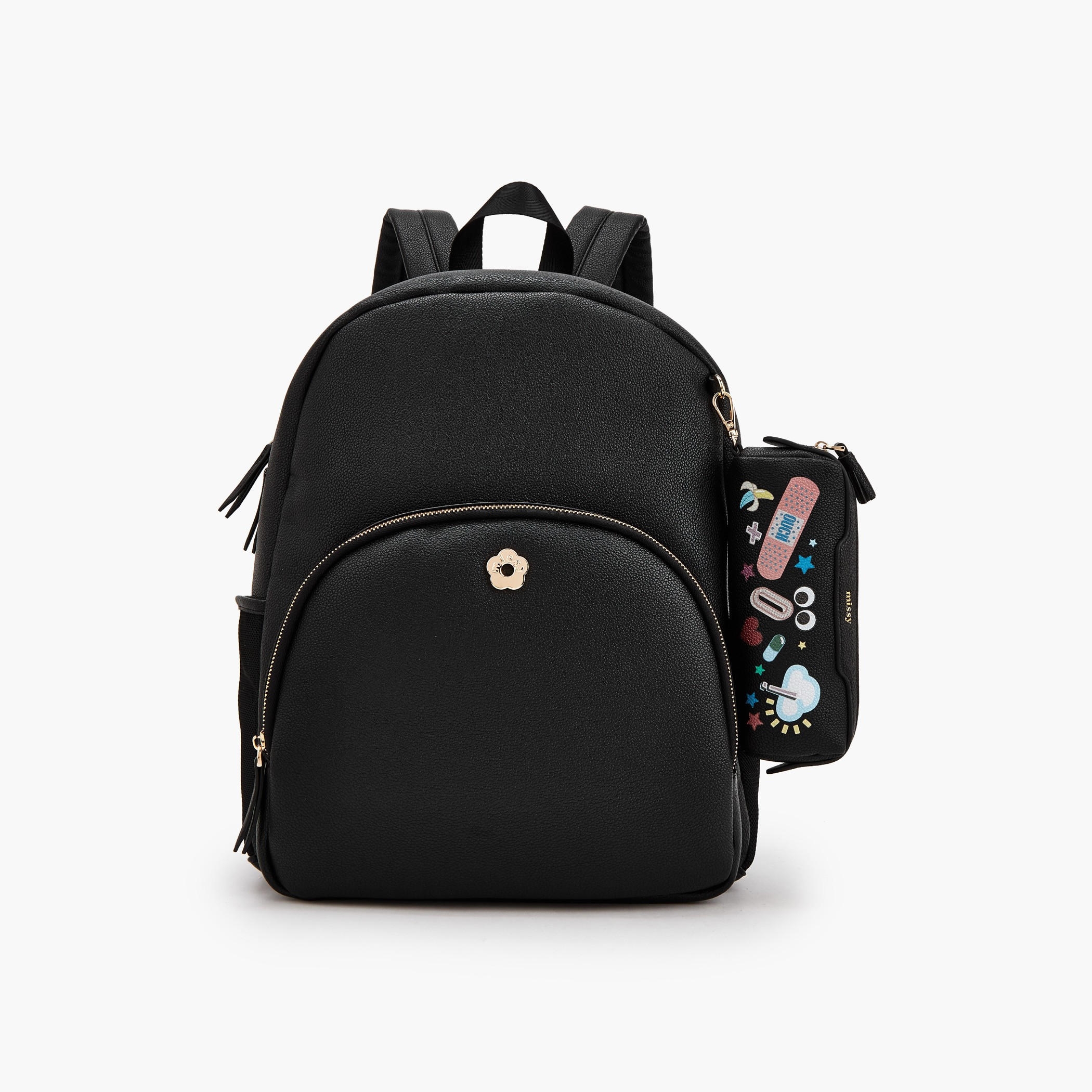 Missy Textured Backpack with Printed Pouch-women-bagsandwallets-backpacks-image-1