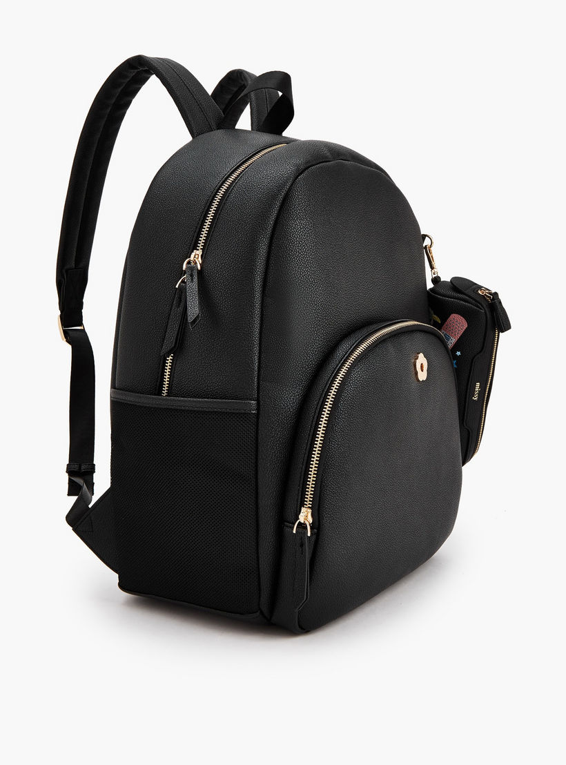 Missy Textured Backpack with Printed Pouch-women-bagsandwallets-backpacks-image-4