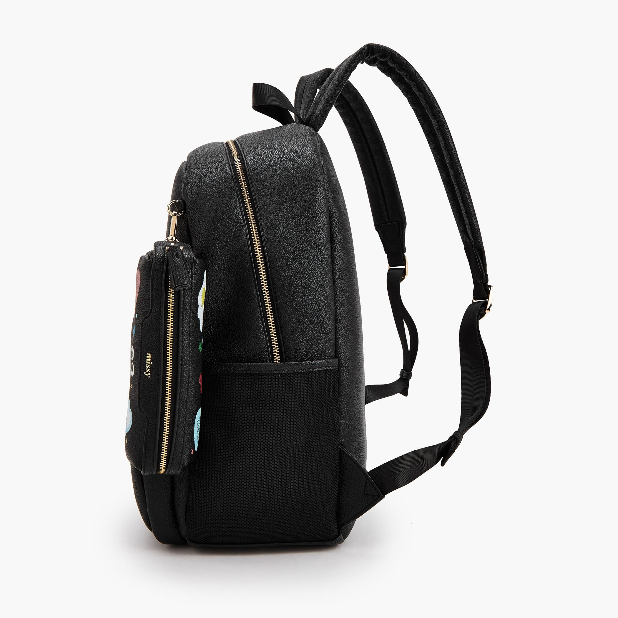 Missy Textured Backpack with Printed Pouch-women-bagsandwallets-backpacks-image-5