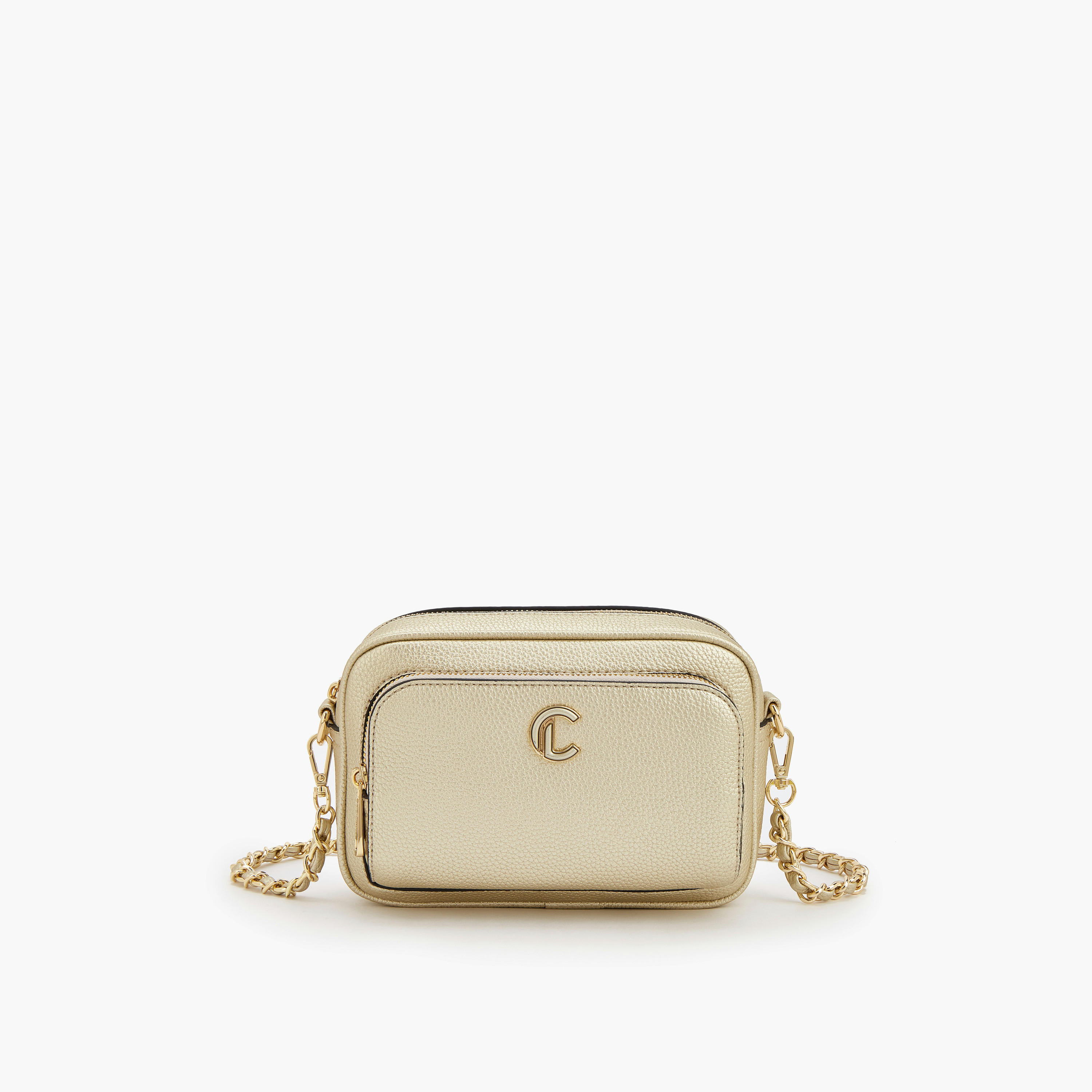 Le Confort Textured Crossbody Bag with Chain Strap-women-bagsandwallets-handbags-image-1
